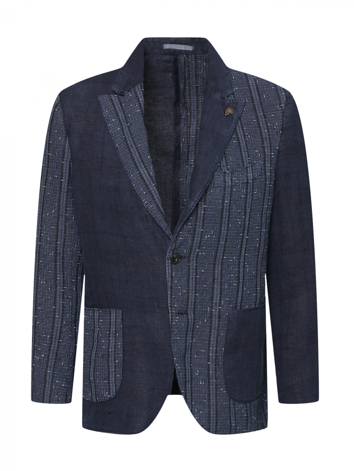 Однобортный пиджак из смесового хлопка Gabriele Pasini  –  Общий вид  – Цвет:  Синий
