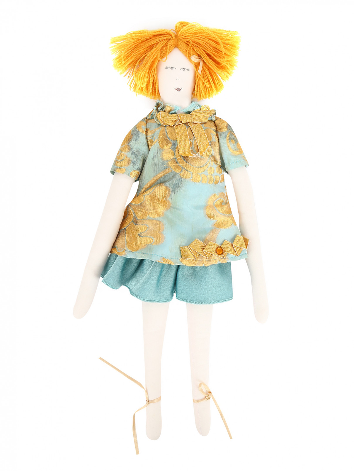 Кукла-тильда в жаккардовом платье MiMiSol  –  Общий вид  – Цвет:  Мультиколор