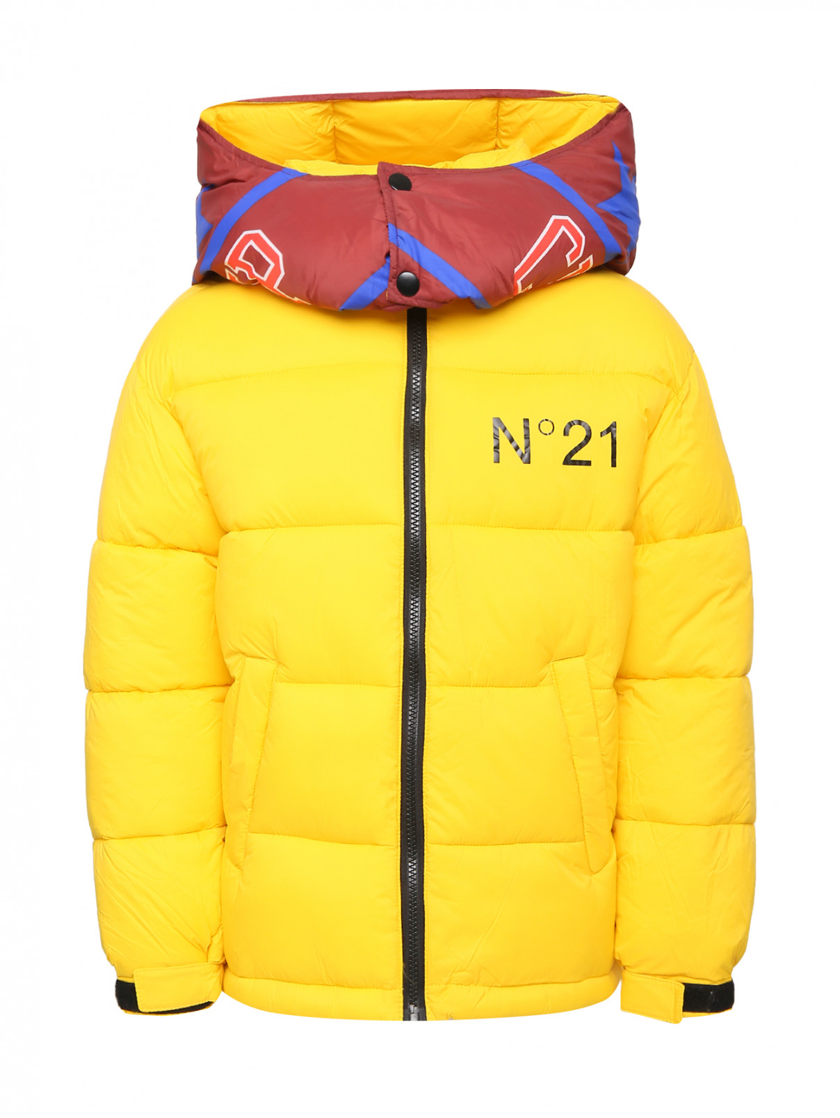 Куртка с капюшоном и узором N21  –  Общий вид  – Цвет:  Желтый