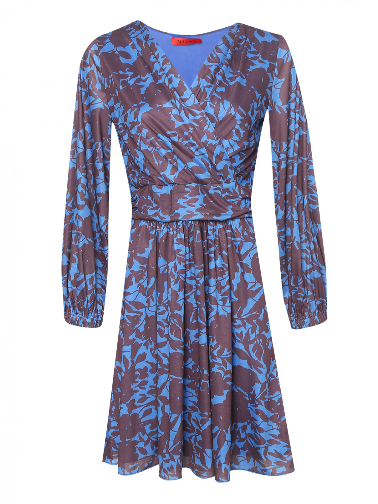 Трикотажное платье с узором Max&Co  –  Общий вид  – Цвет:  Синий
