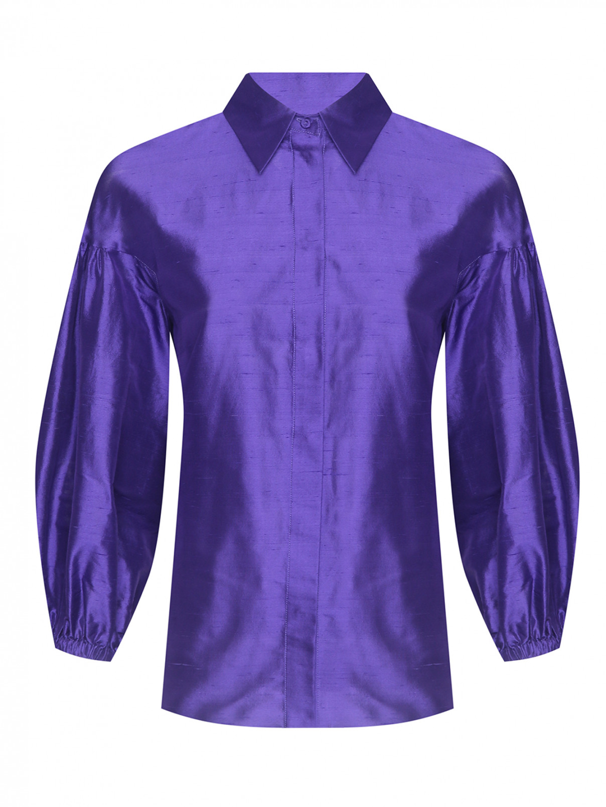 Блуза из шелка с объемными рукавами Max Mara  –  Общий вид  – Цвет:  Фиолетовый