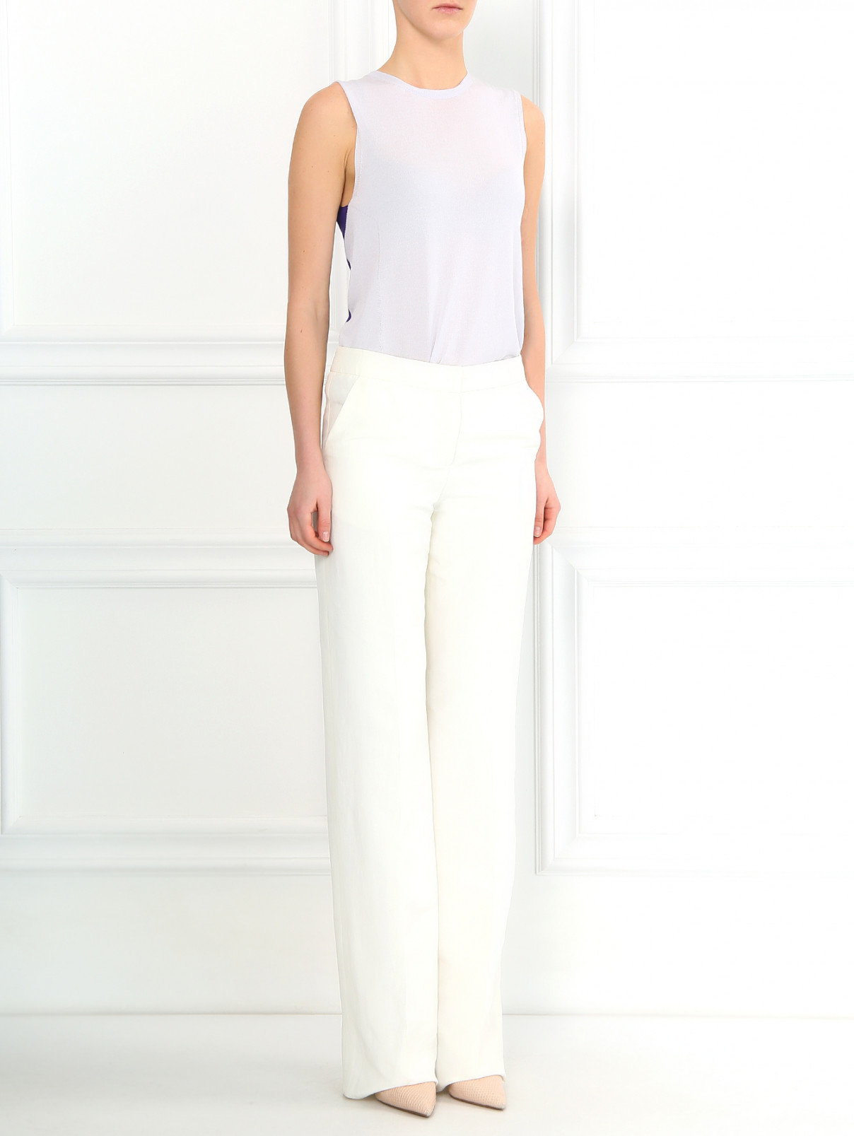 Свободные брюки из льна и шелка Armani Collezioni  –  Модель Общий вид  – Цвет:  Белый