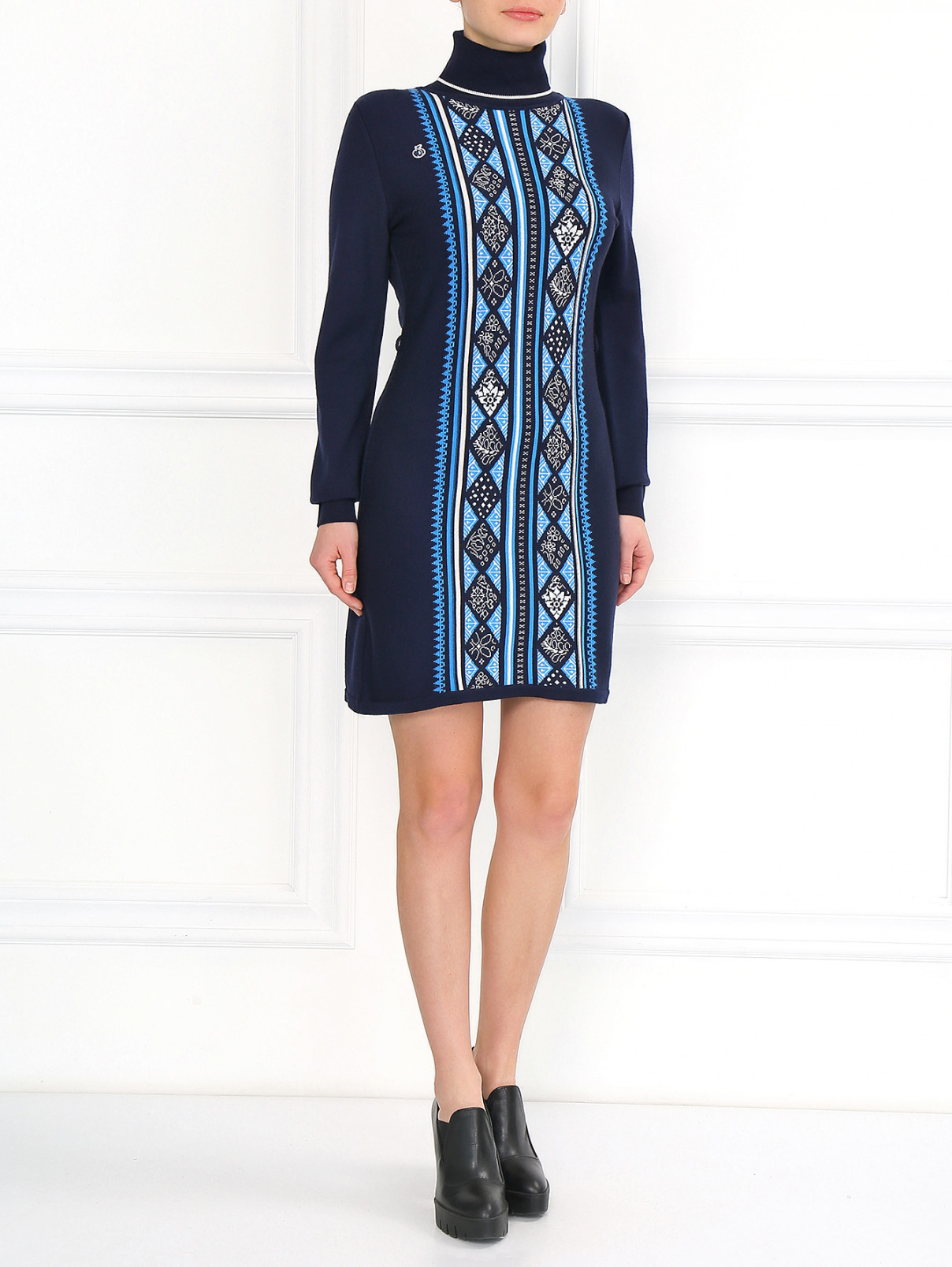 Трикотажное платье с высоким горлом Sochi 2014  –  Модель Общий вид  – Цвет:  Синий