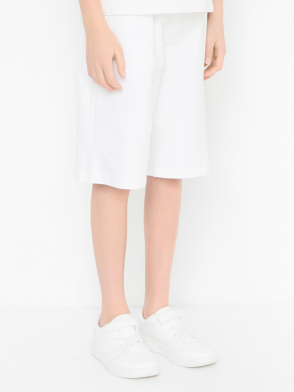 Хлопковые шорты с карманами Philipp Plein  –  МодельВерхНиз  – Цвет:  Белый