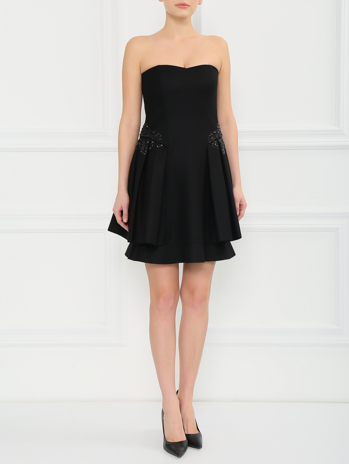 Шерстяное платье без бретелей Emporio Armani  –  Модель Общий вид  – Цвет:  Черный