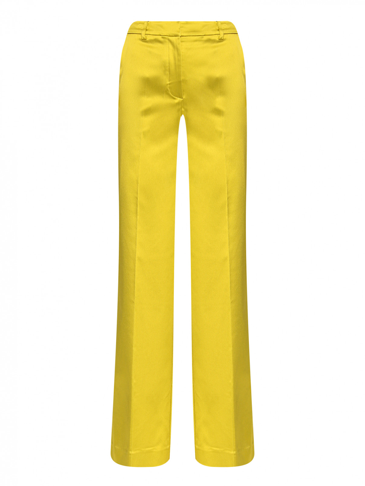 Атласные брюки прямого кроя с карманами P.A.R.O.S.H.  –  Общий вид  – Цвет:  Желтый