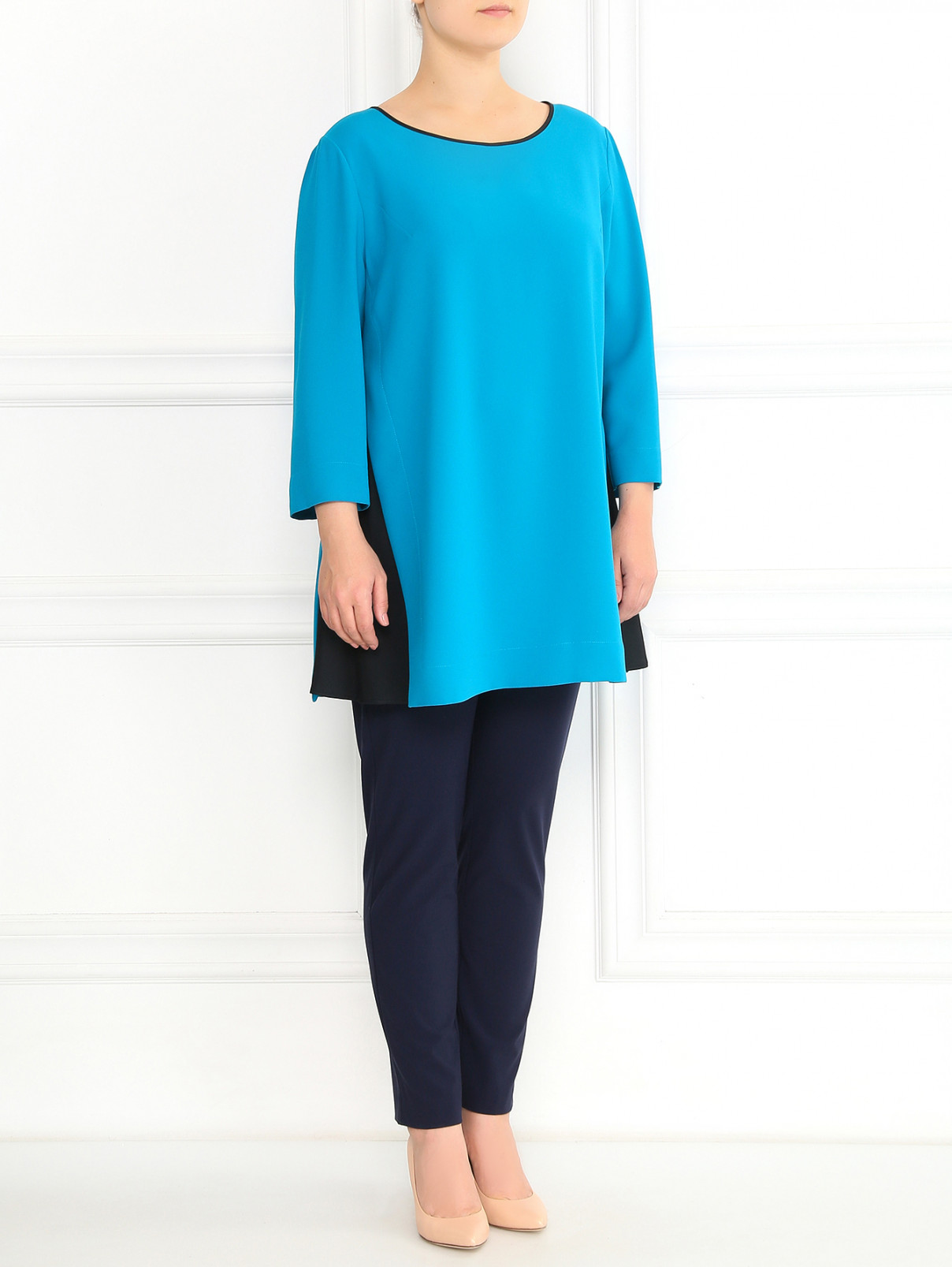 Блуза свободного кроя Marina Rinaldi  –  Модель Общий вид  – Цвет:  Синий