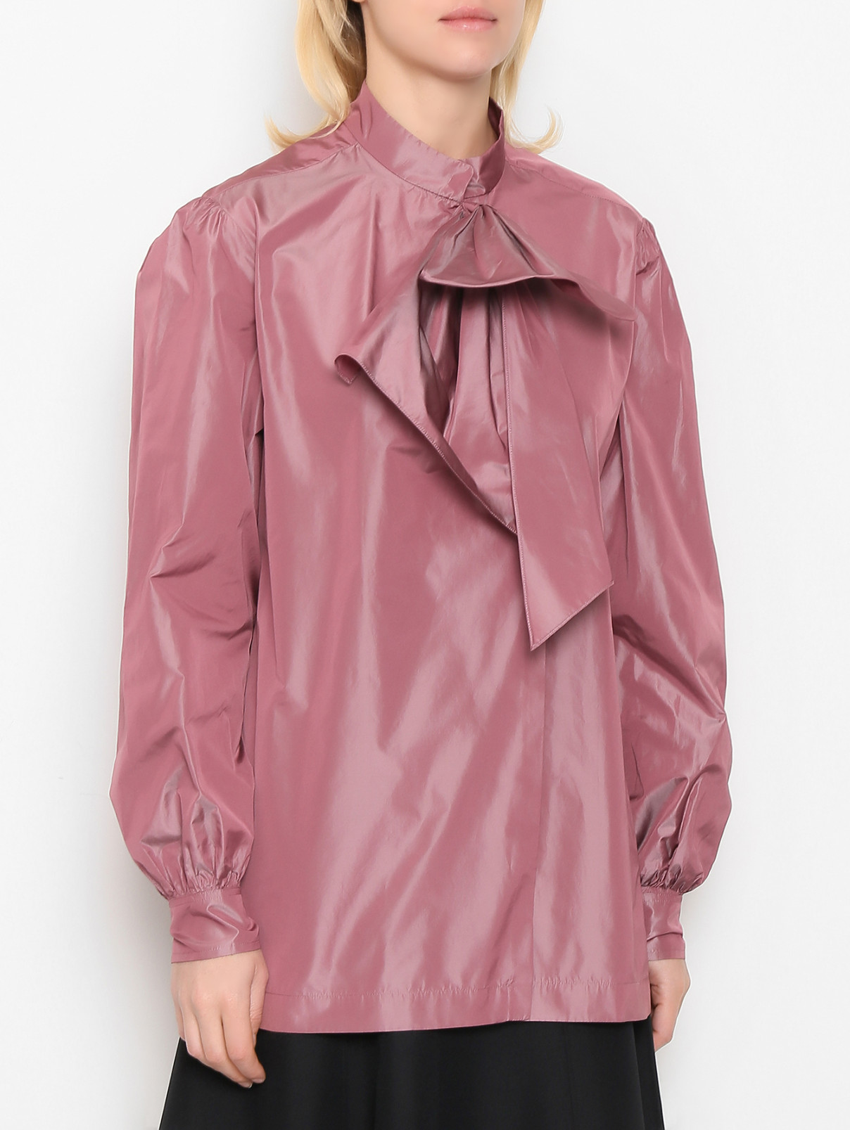 Однотонная блуза с бантом Alberta Ferretti  –  МодельВерхНиз  – Цвет:  Розовый