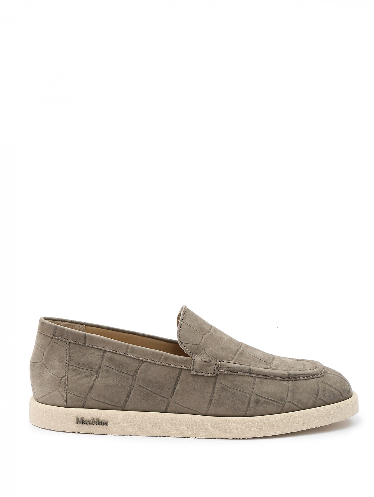 Лоферы из кожи Max Mara  –  Обтравка2  – Цвет:  Серый