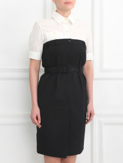 Платье из хлопка с поясом Jean Paul Gaultier - Модель Верх-Низ