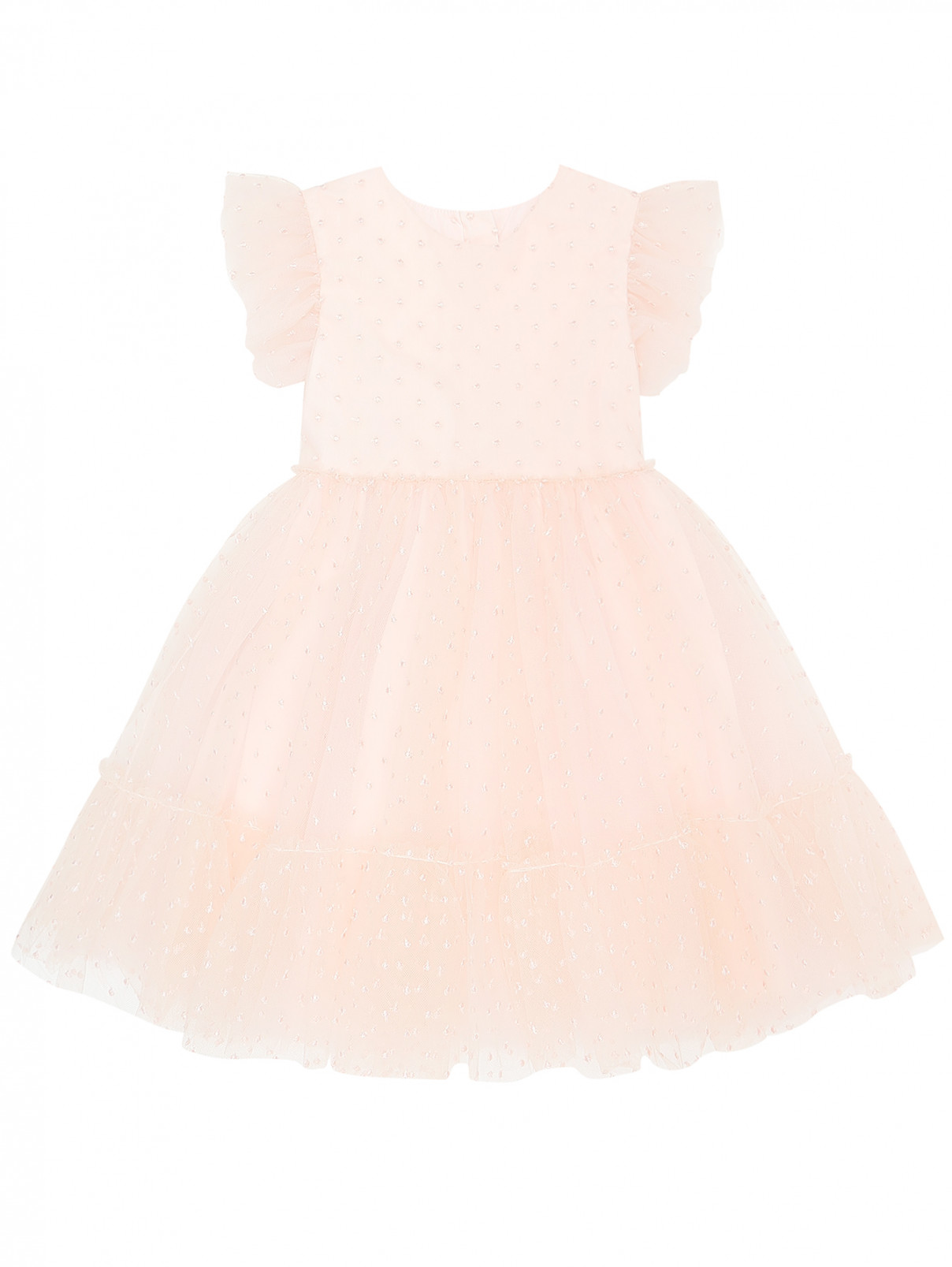 Платье из сетки с рукавом-крылышко Lapin House  –  Общий вид  – Цвет:  Розовый