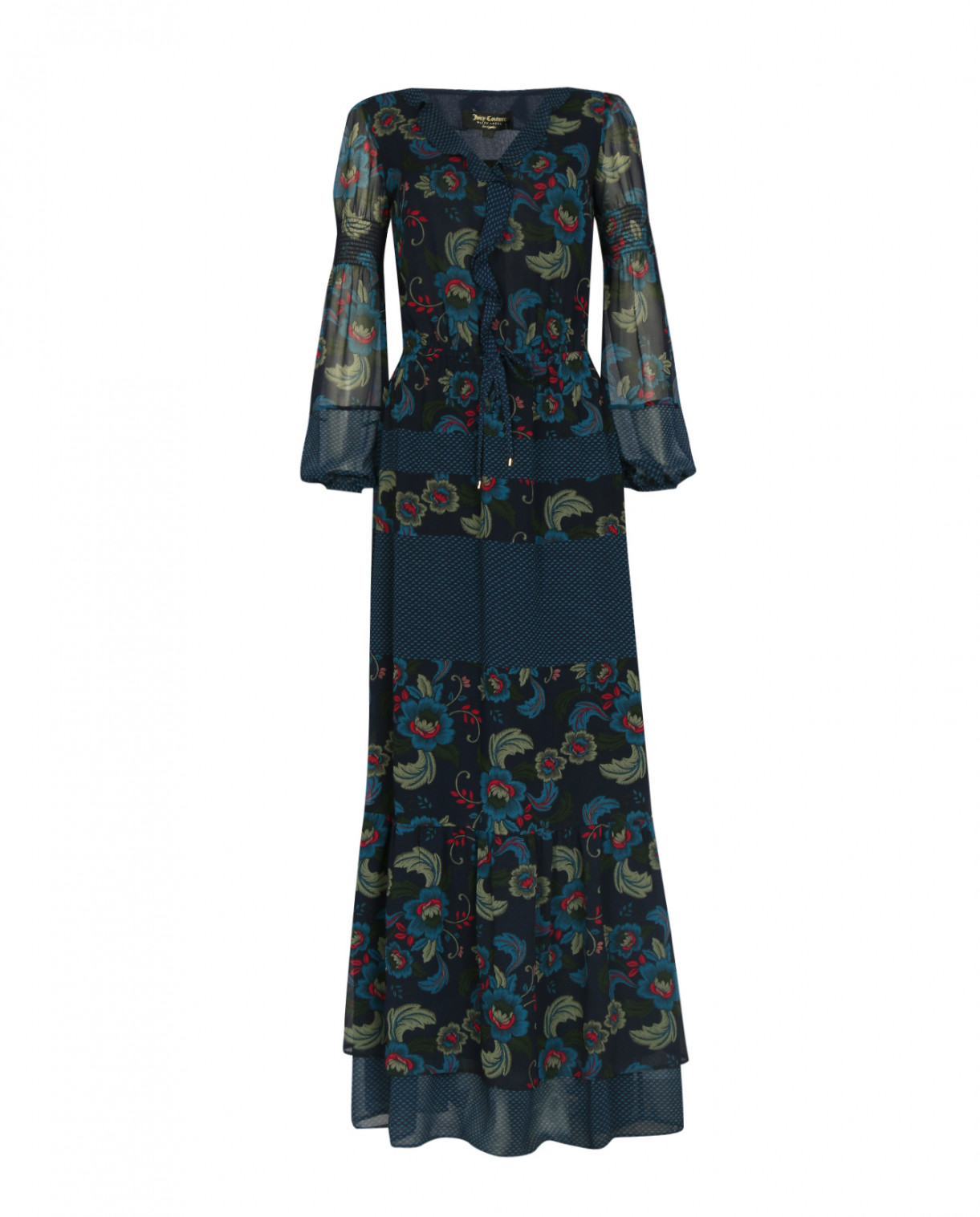 Платье-макси с цветочным узором Juicy Couture  –  Общий вид  – Цвет:  Синий