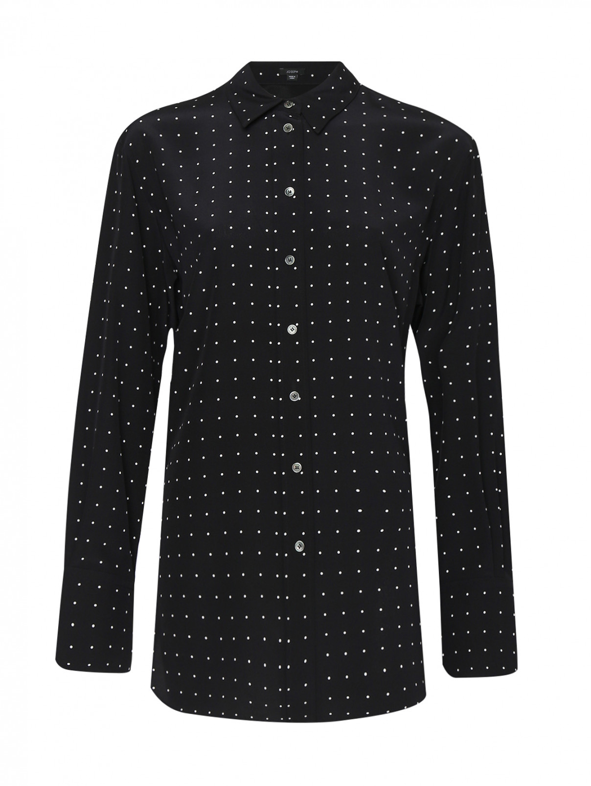 Блуза из шелка свободного кроя с узором Joseph  –  Общий вид  – Цвет:  Черный