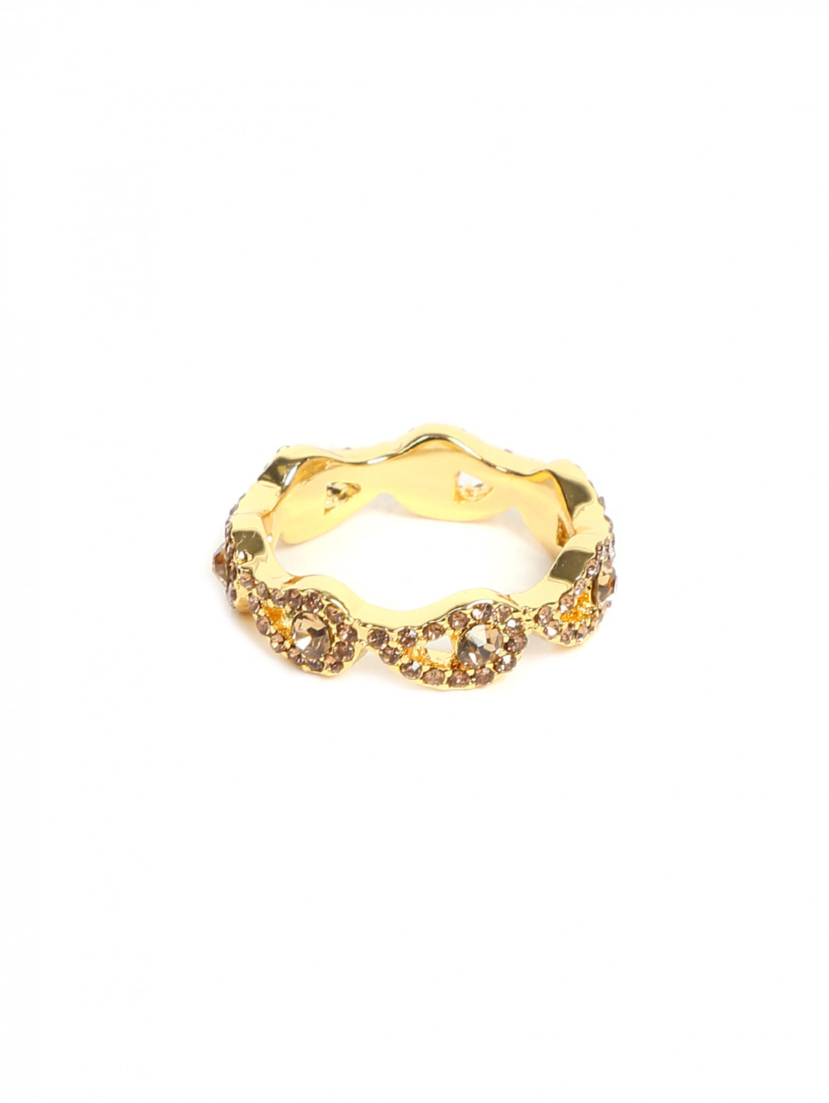 Кольцо декорированное кристаллами Etro  –  Общий вид  – Цвет:  Золотой