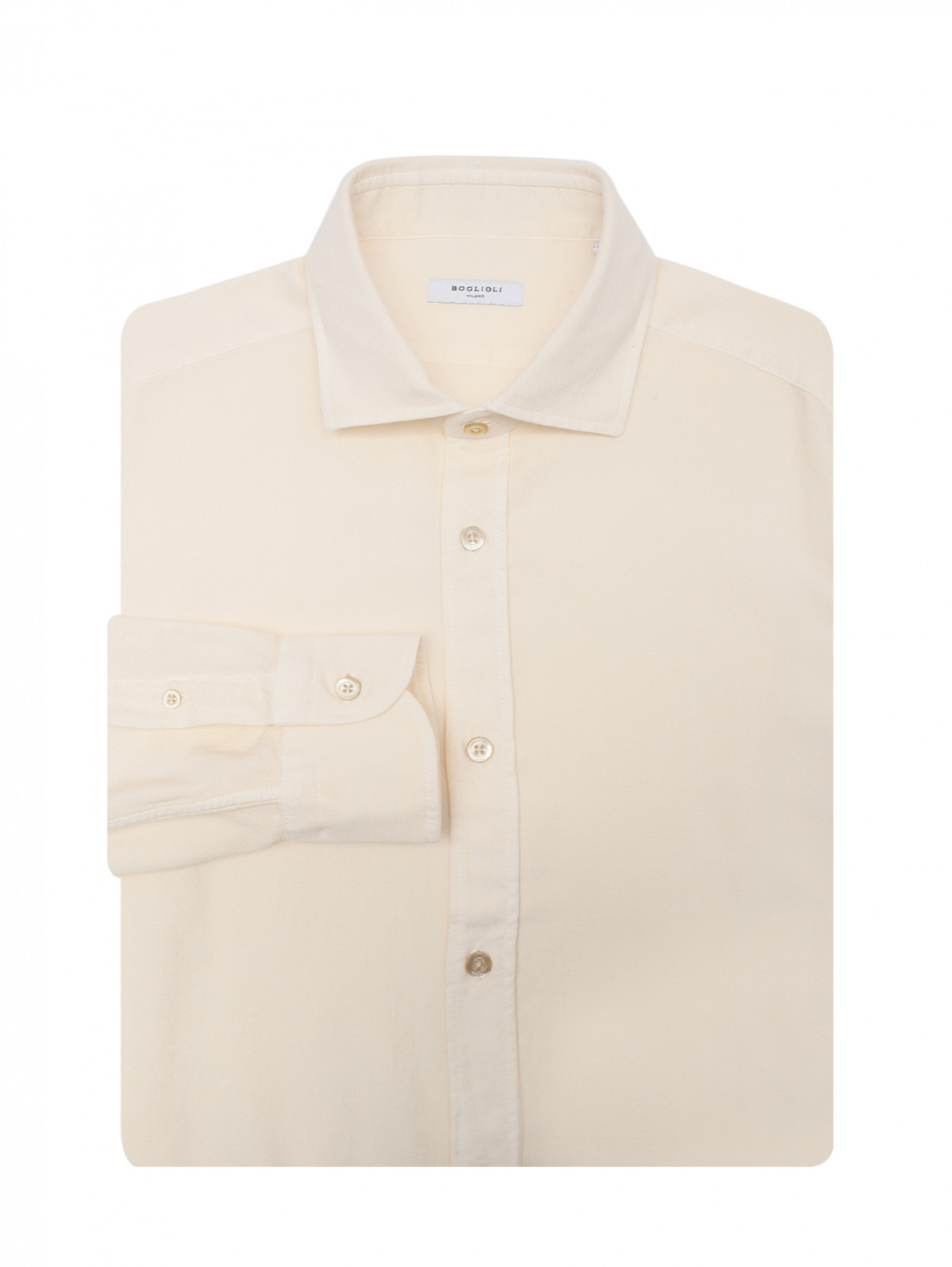 Базовая удлиненная рубашка на пуговицах Boglioli  –  Общий вид  – Цвет:  Белый