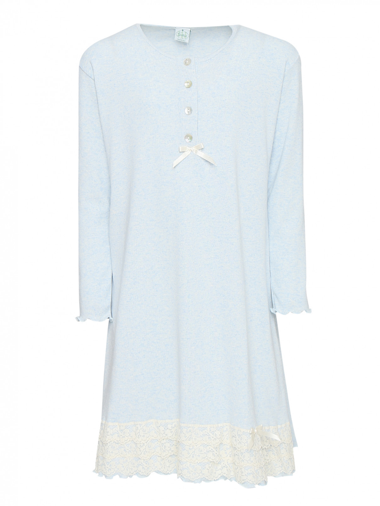 Ночная сорочка из хлопка с вышивкой Giottino  –  Общий вид  – Цвет:  Синий