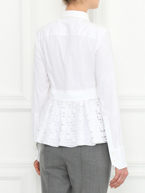 Блуза из смешанного хлопка с кружевной баской - Модель Верх-Низ1
