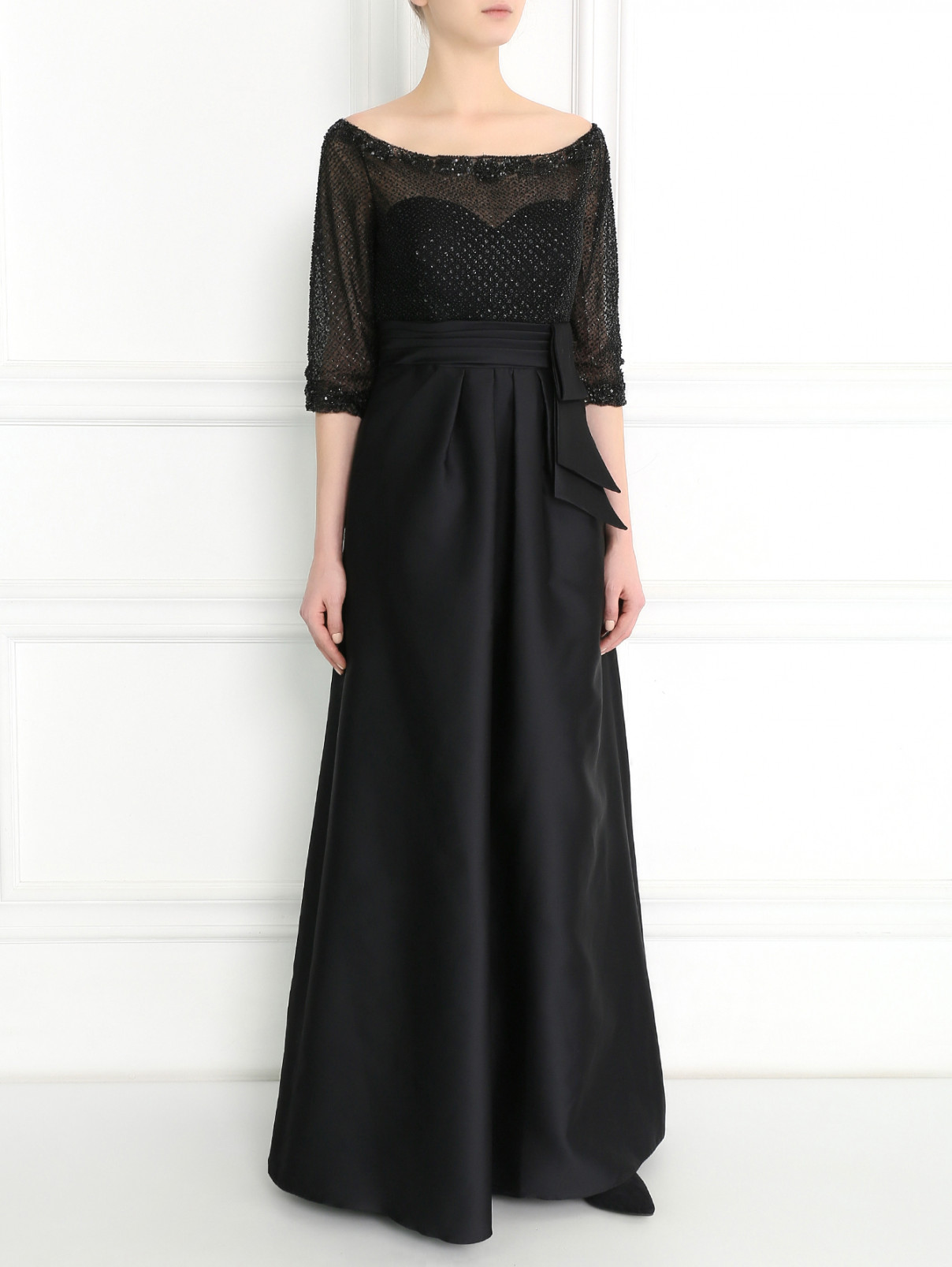 Платье-макси, декорированное бисером Rosa Clara  –  Модель Общий вид  – Цвет:  Черный