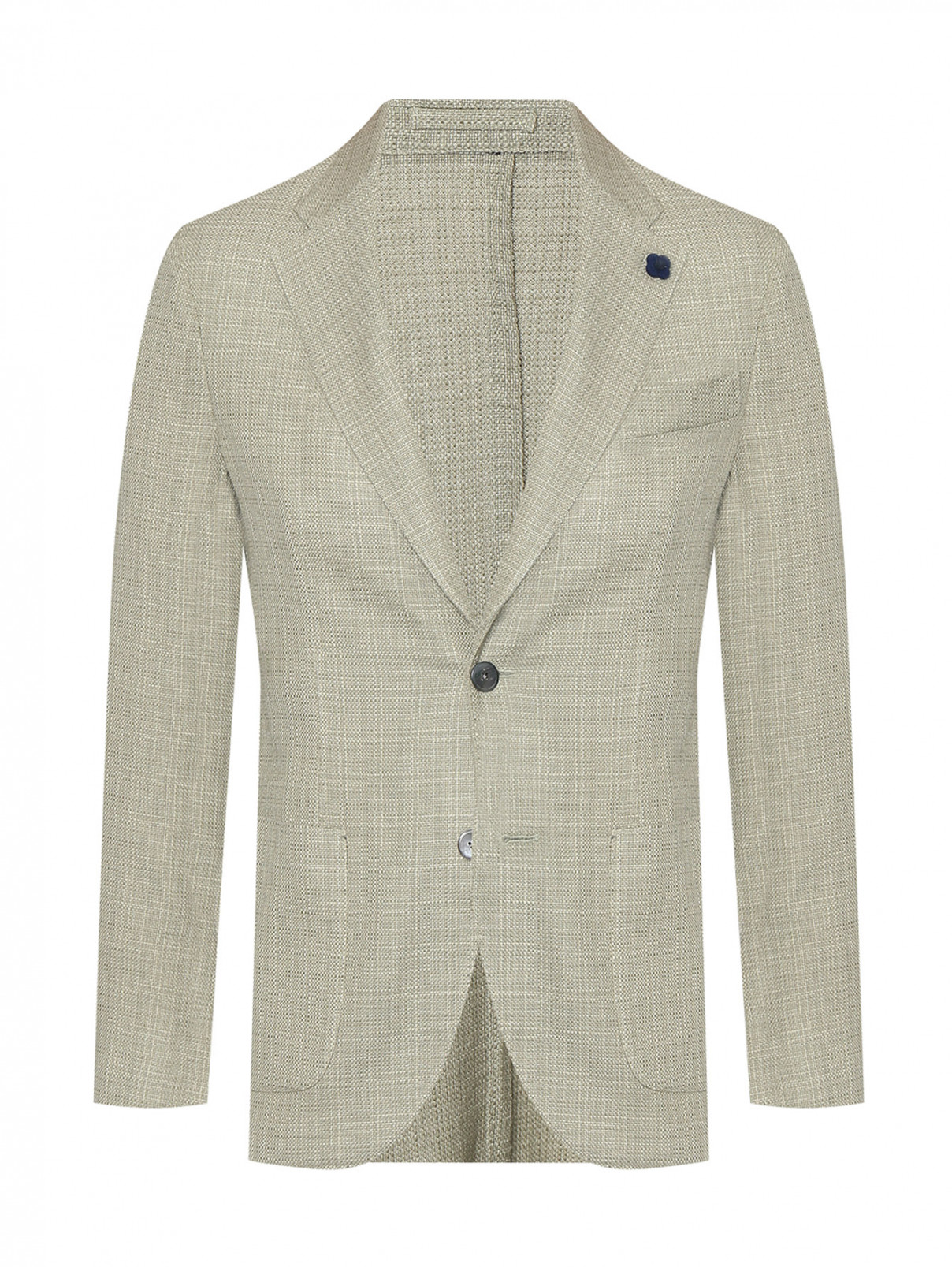 Пиджак на пуговицах с карманами LARDINI  –  Общий вид  – Цвет:  Зеленый