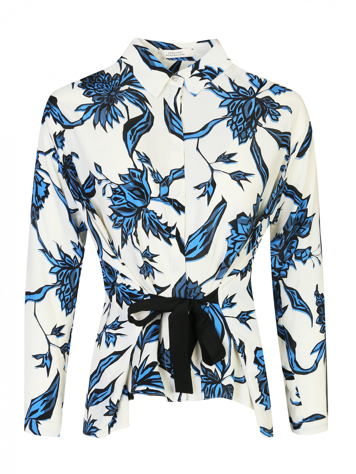 Блуза из шелка с цветочным принтом Dorothee Schumacher  –  Общий вид  – Цвет:  Белый