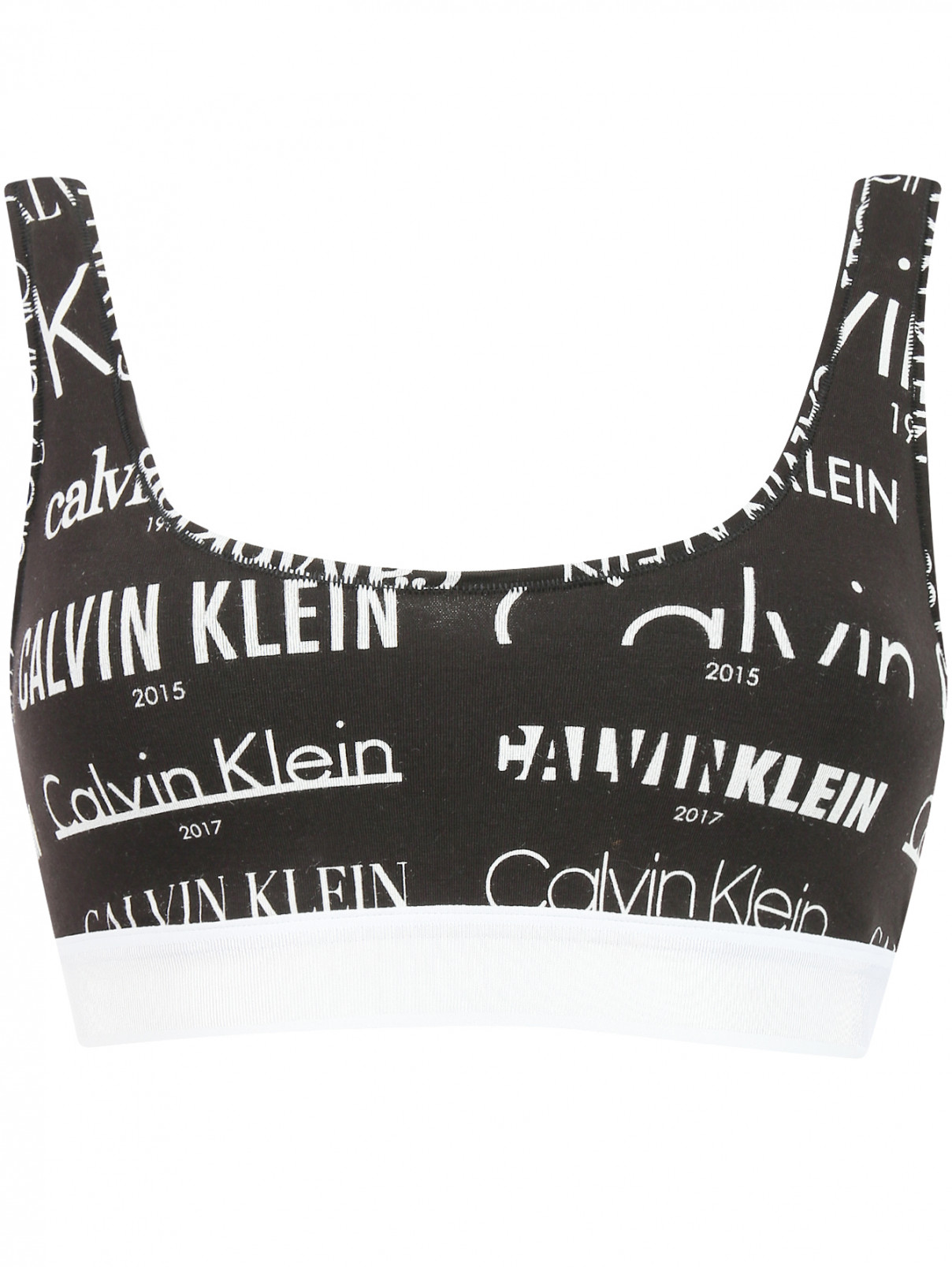 Кроп-топ с узором и контрастной отделкой Calvin Klein  –  Общий вид  – Цвет:  Черный