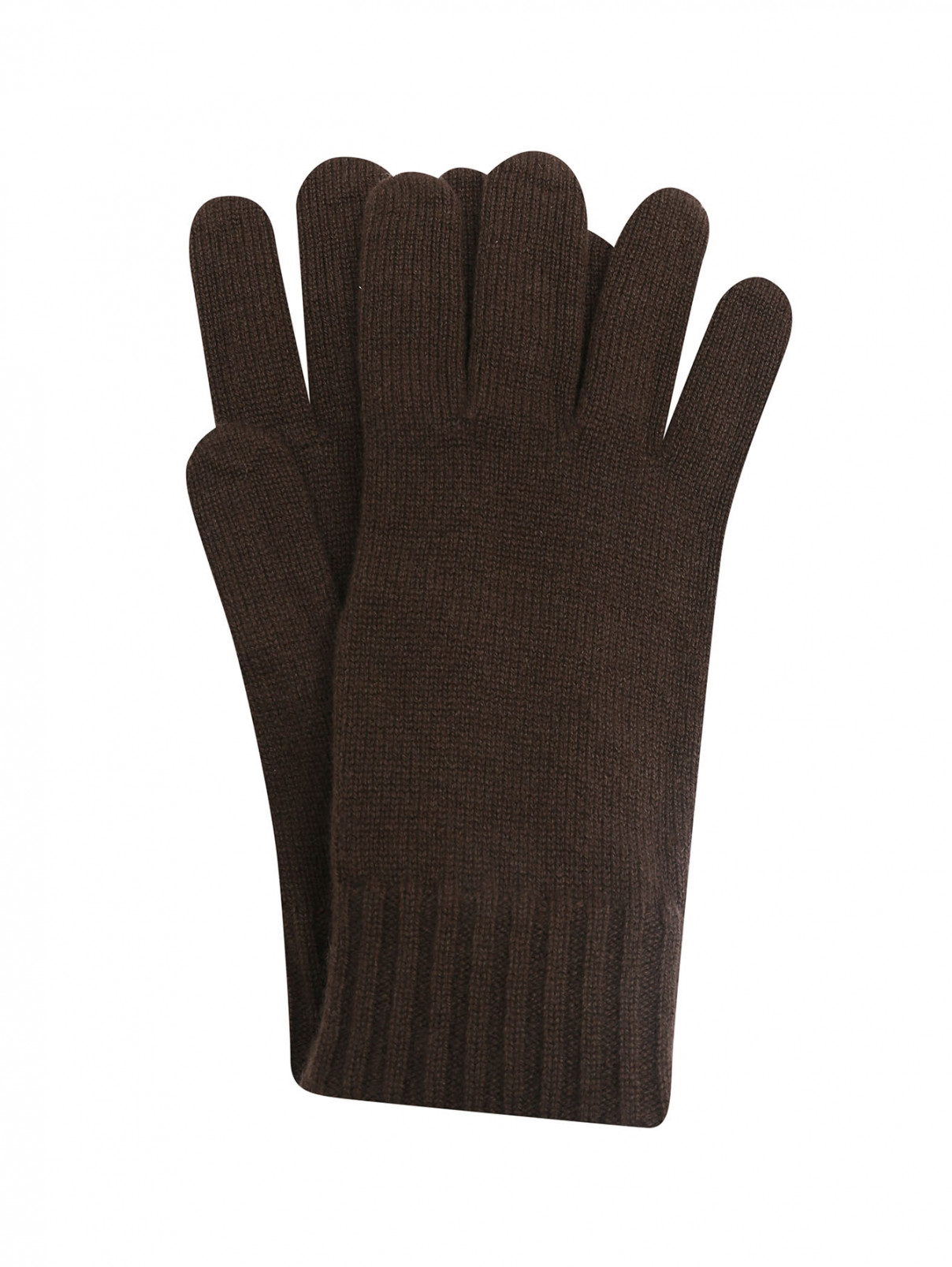 Однотонные перчатки из кашемира Malo  –  Общий вид  – Цвет:  Коричневый