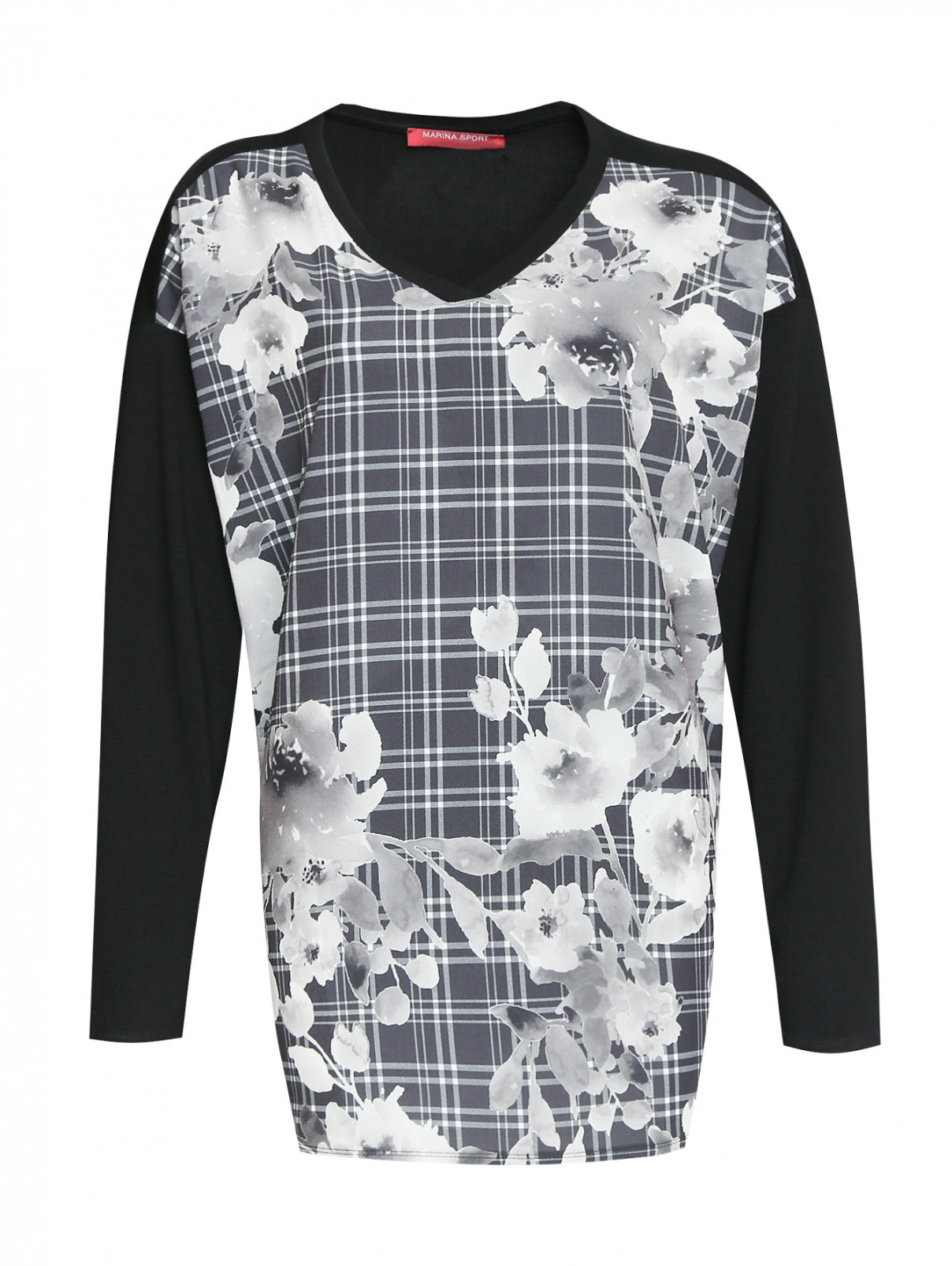 Блуза свободного кроя с узором Marina Sport  –  Общий вид  – Цвет:  Узор