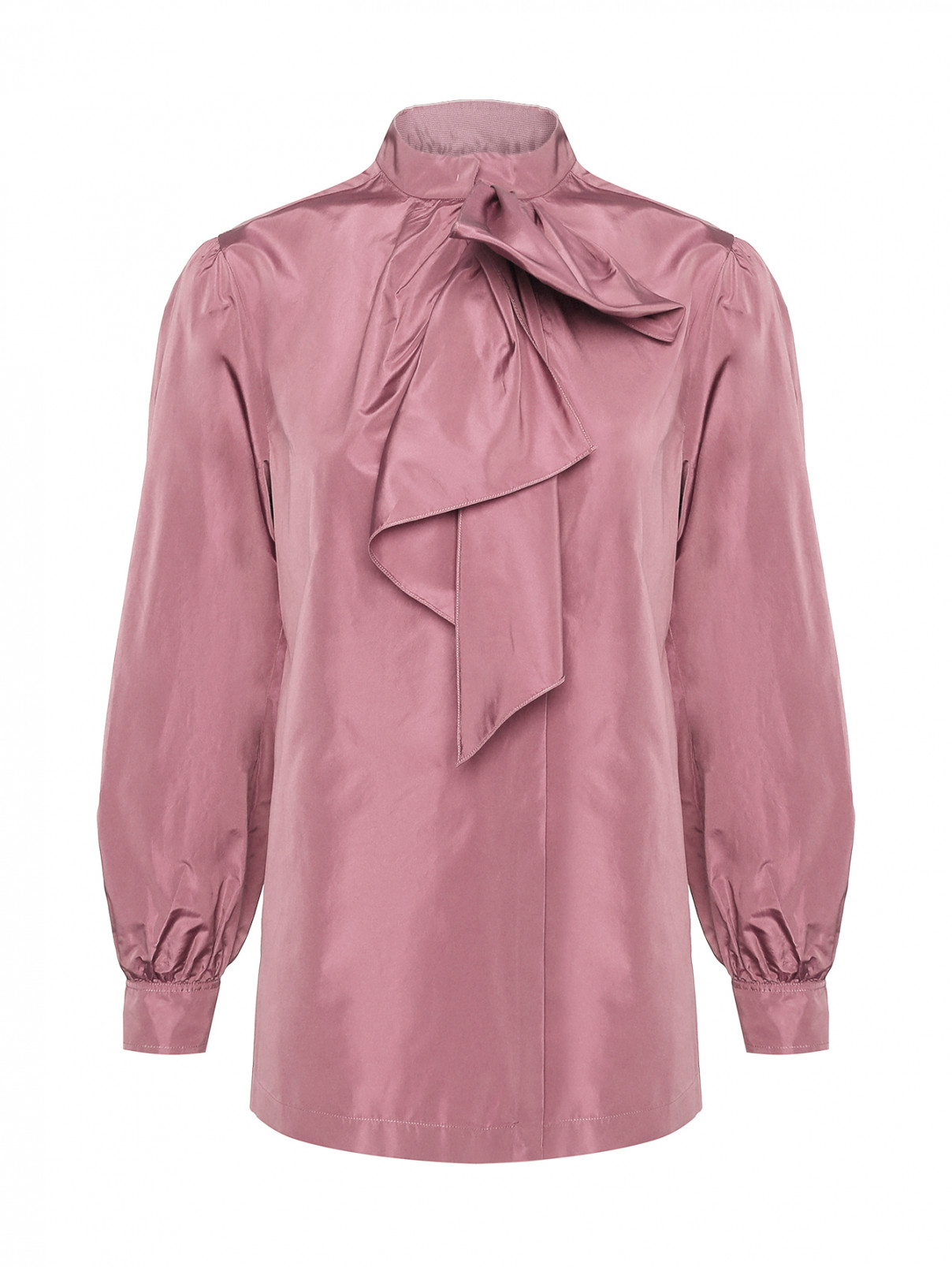 Однотонная блуза с бантом Alberta Ferretti  –  Общий вид  – Цвет:  Розовый