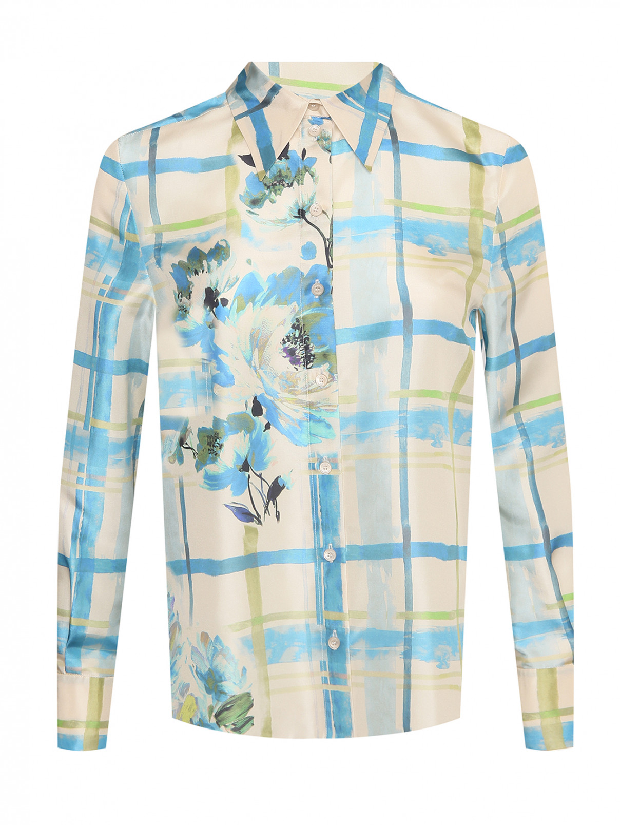 Блуза из шелка с узором Alberta Ferretti  –  Общий вид  – Цвет:  Мультиколор