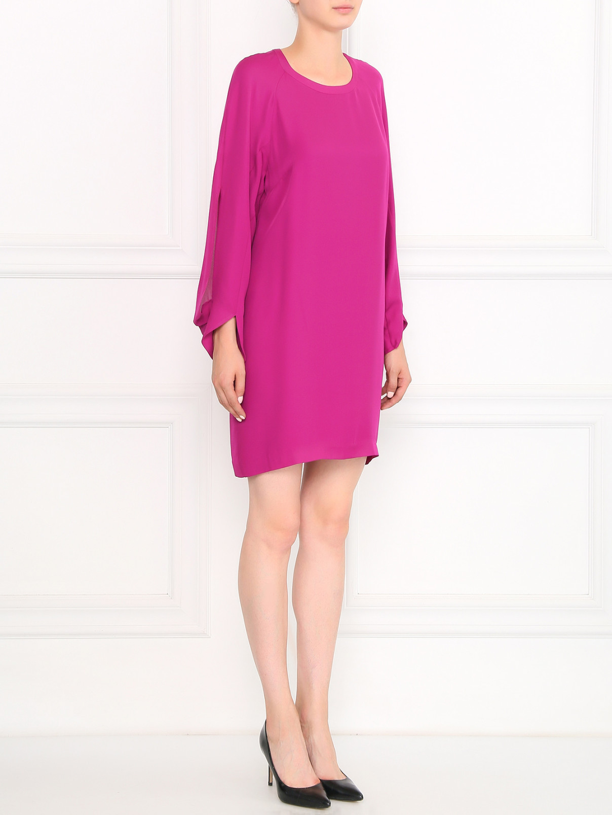 Платье свободного кроя из шелка Barbara Bui  –  Модель Общий вид  – Цвет:  Фиолетовый