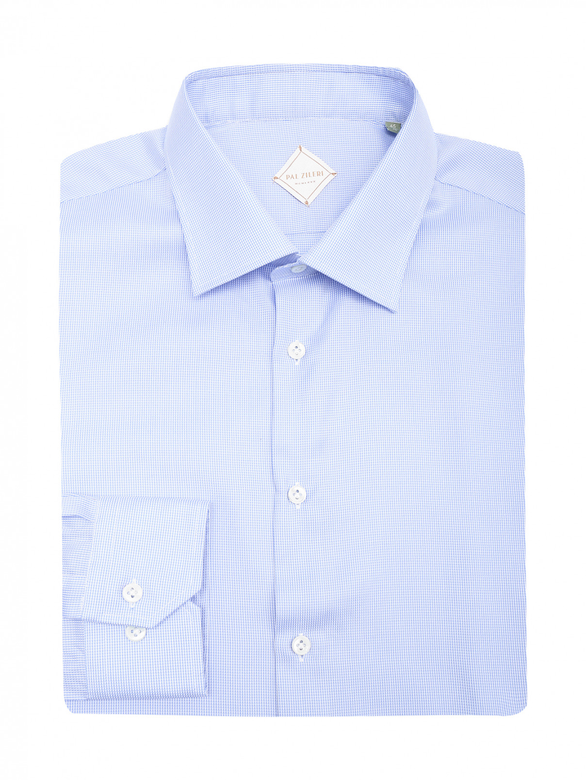 Рубашка из хлопка с узором Pal Zileri  –  Общий вид  – Цвет:  Синий