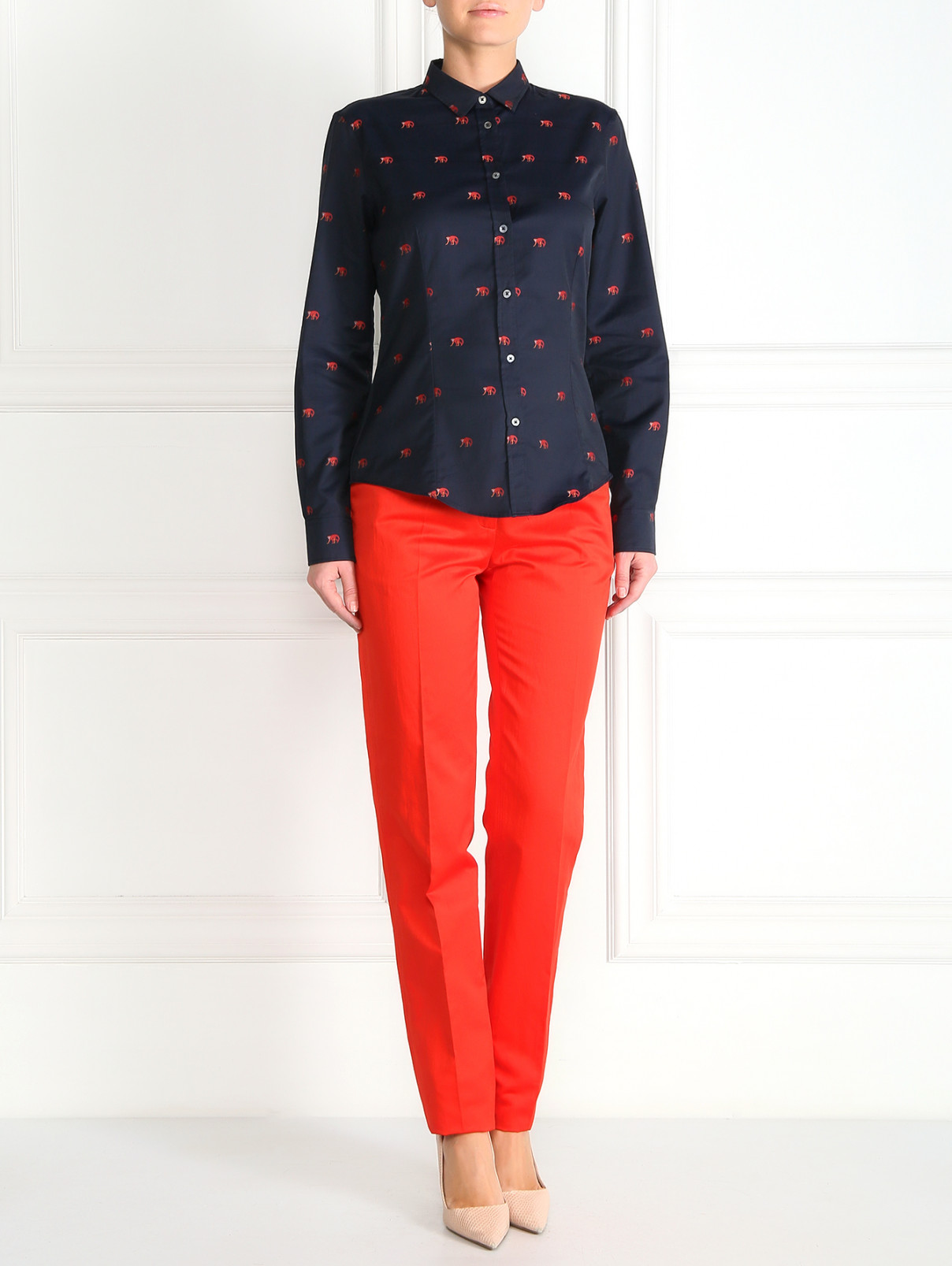 Прямые брюки из хлопка Paul Smith  –  Модель Общий вид  – Цвет:  Красный