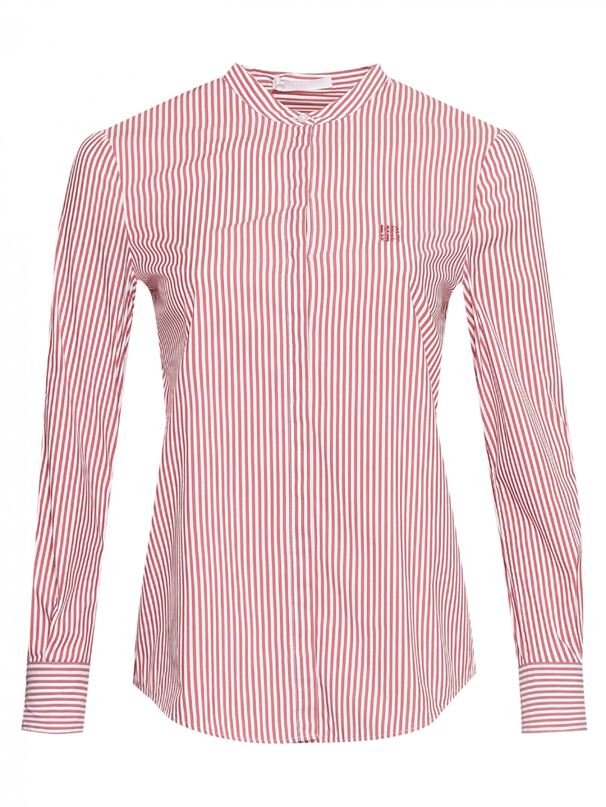 Блуза из смешанного хлопка с узором "полоска" Boss  –  Общий вид  – Цвет:  Красный