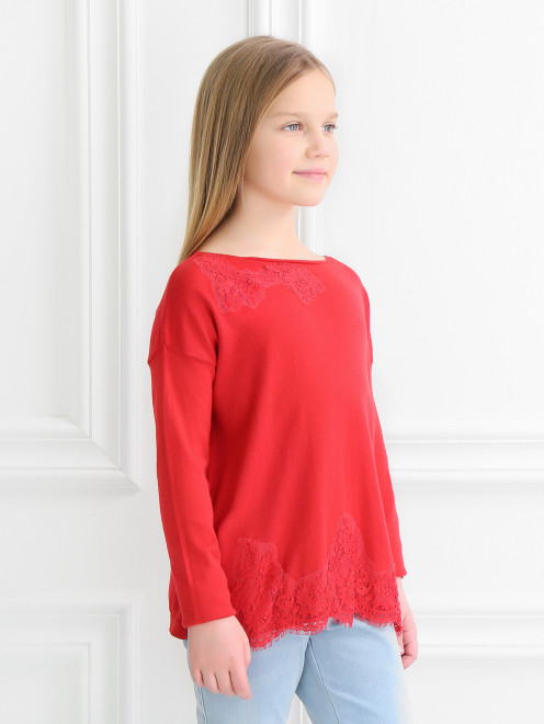 Джемпер трикотажный с кружевными вставками Ermanno Scervino Junior - Модель Верх-Низ