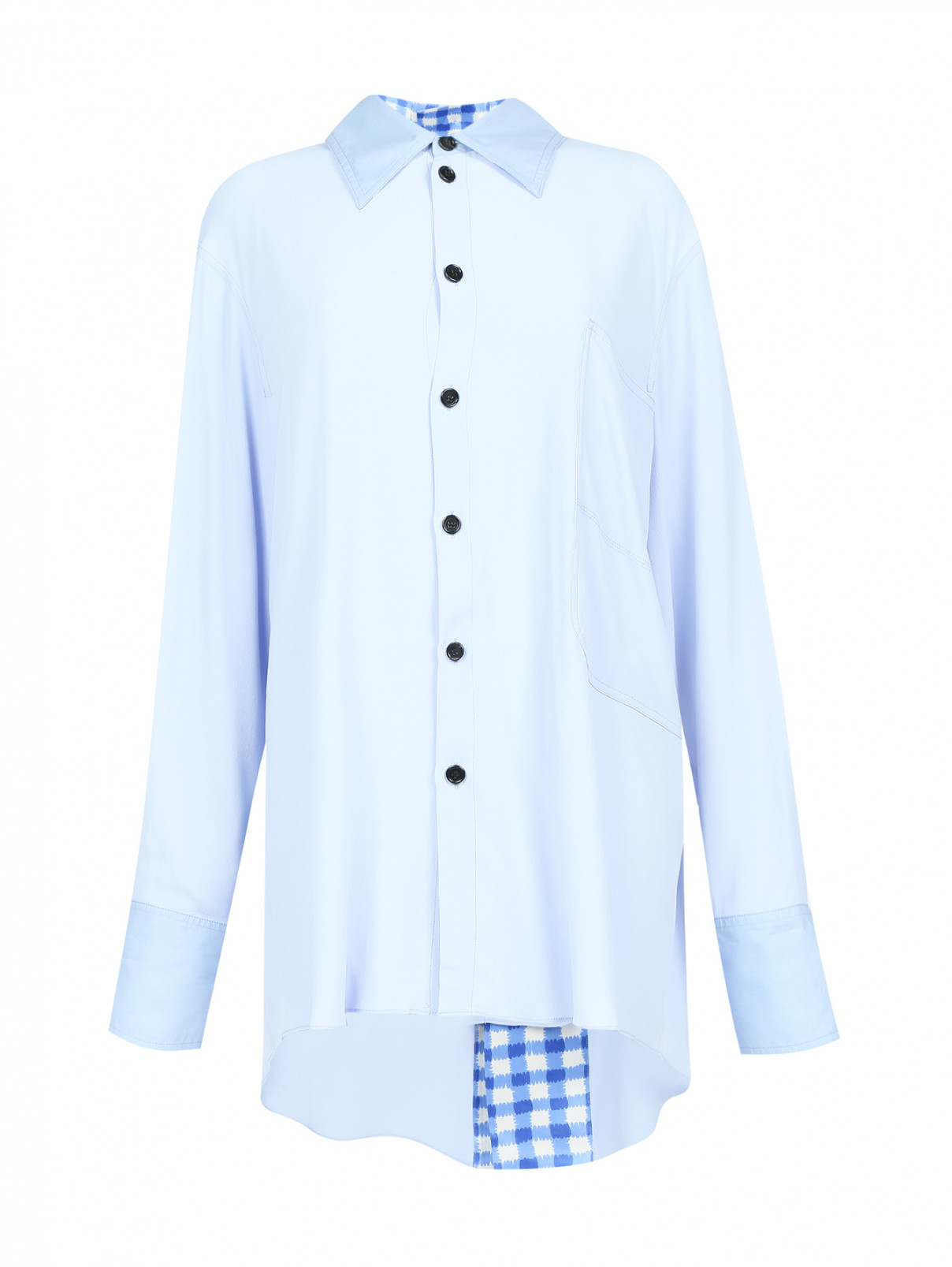 Блуза из смешанного шелка свободного кроя Marni  –  Общий вид  – Цвет:  Синий