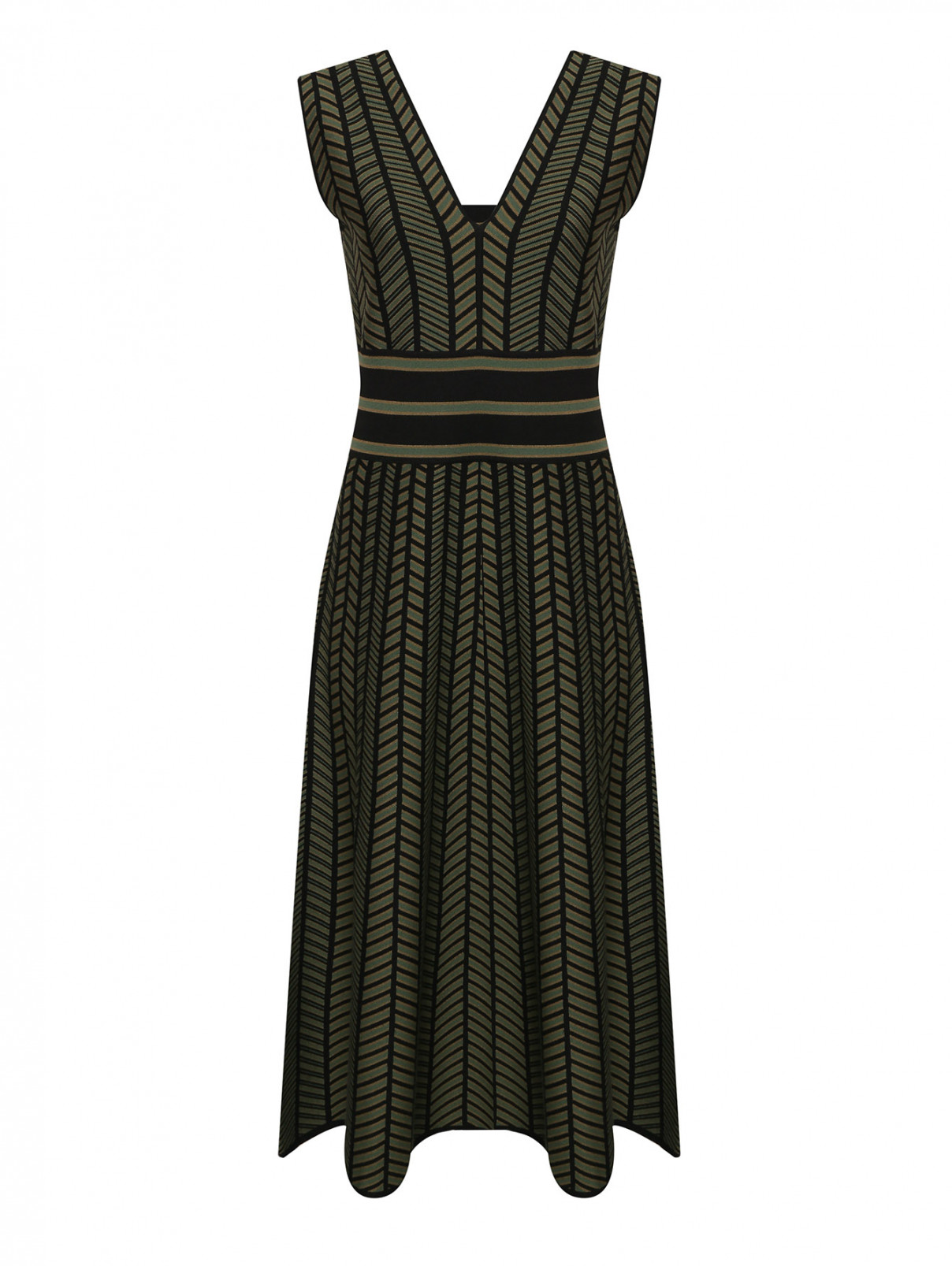 Платье трикотажное с узором Max Mara  –  Общий вид  – Цвет:  Зеленый