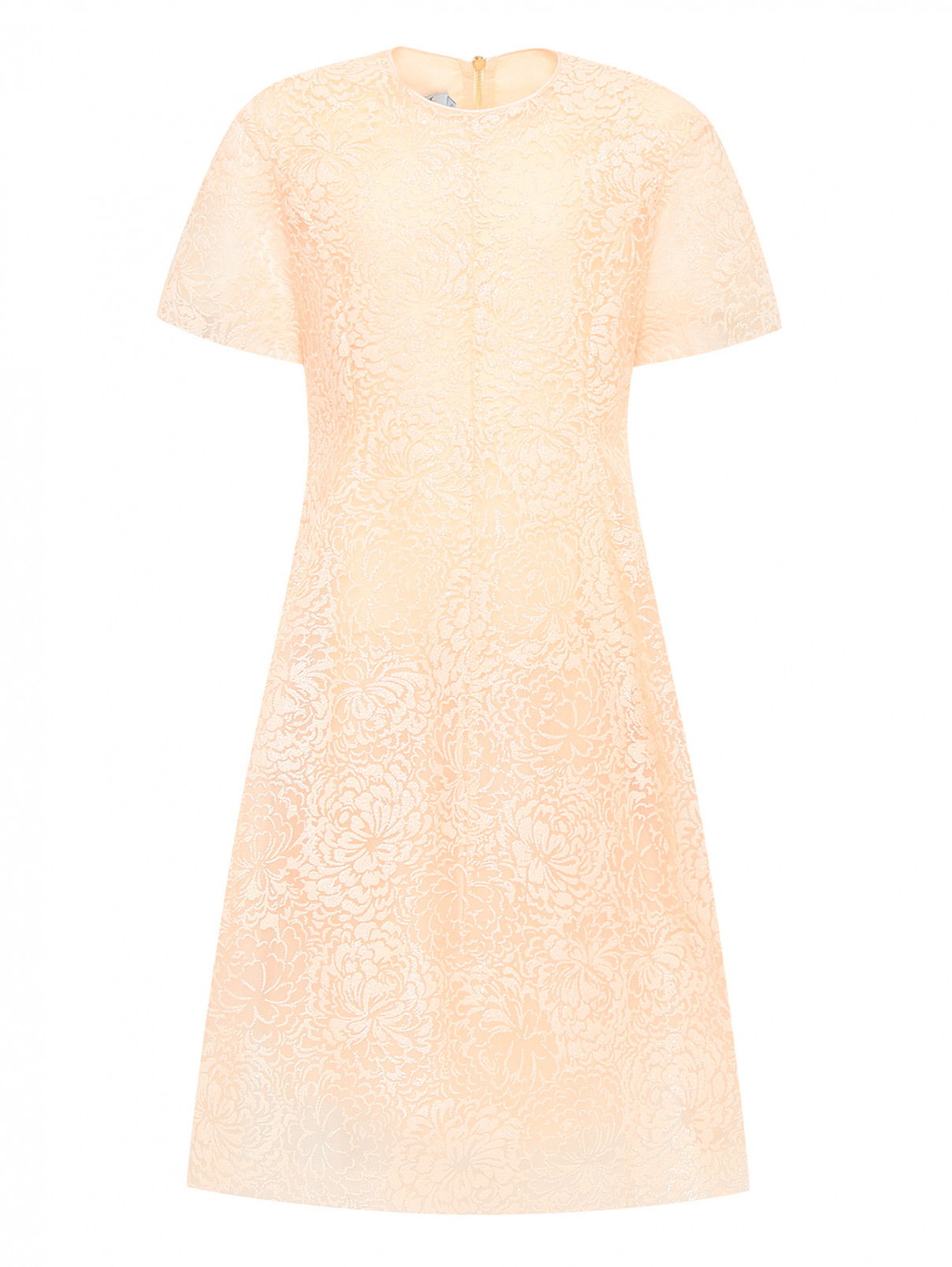 Платье с блеском с коротким рукавом MiMiSol  –  Общий вид  – Цвет:  Оранжевый