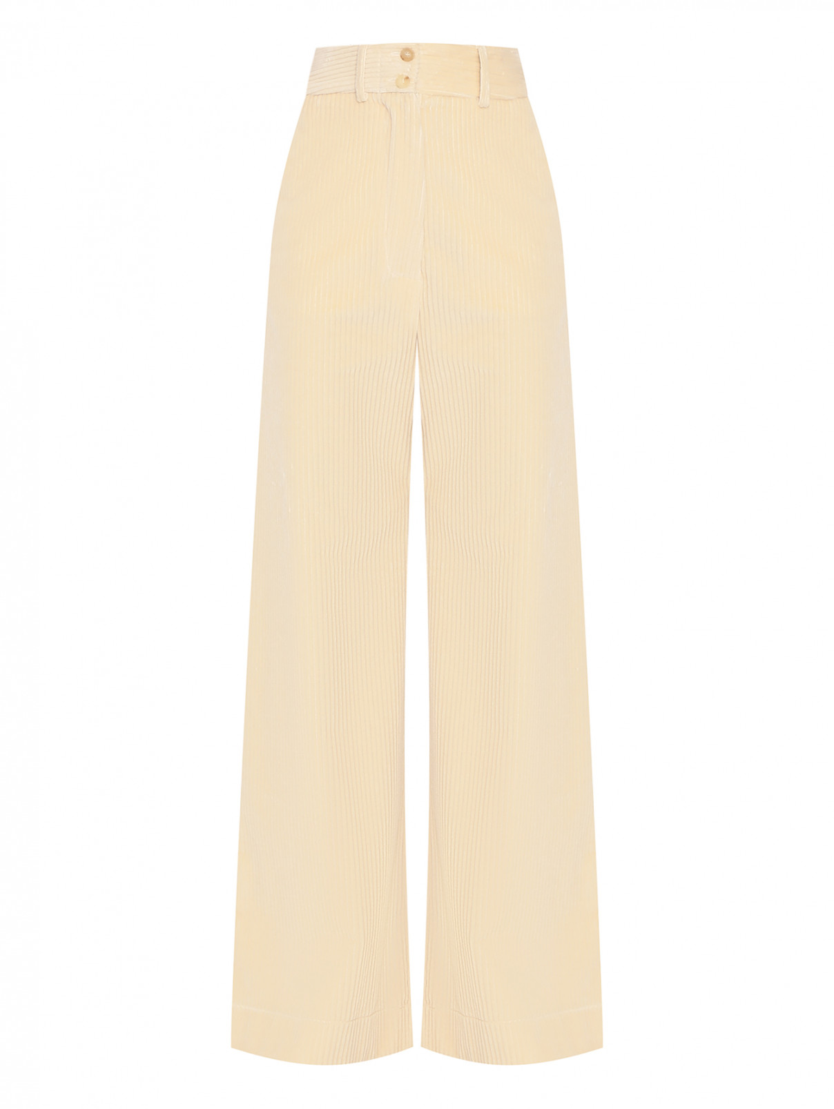 Вельветовые широкие брюки на высокой посадке Etro  –  Общий вид  – Цвет:  Бежевый