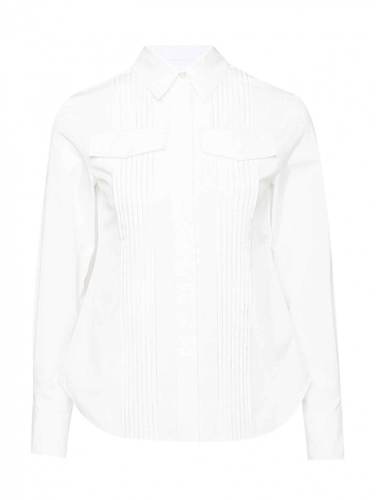 Рубашка из хлопка с карманами Sportmax  –  Общий вид  – Цвет:  Белый
