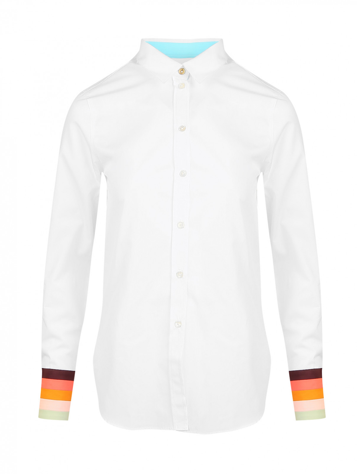 Рубашка с контрастными манжетами Paul Smith  –  Общий вид  – Цвет:  Белый