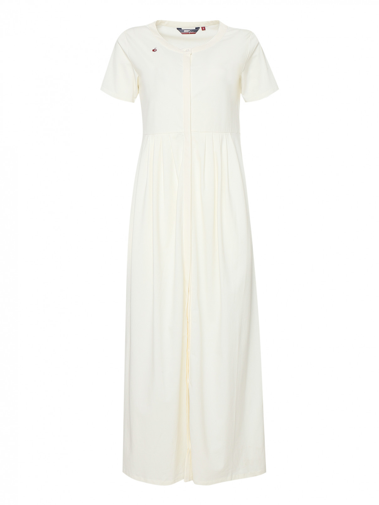 Платье-макси из хлопка с короткими рукавами BOSCO  –  Общий вид  – Цвет:  Белый