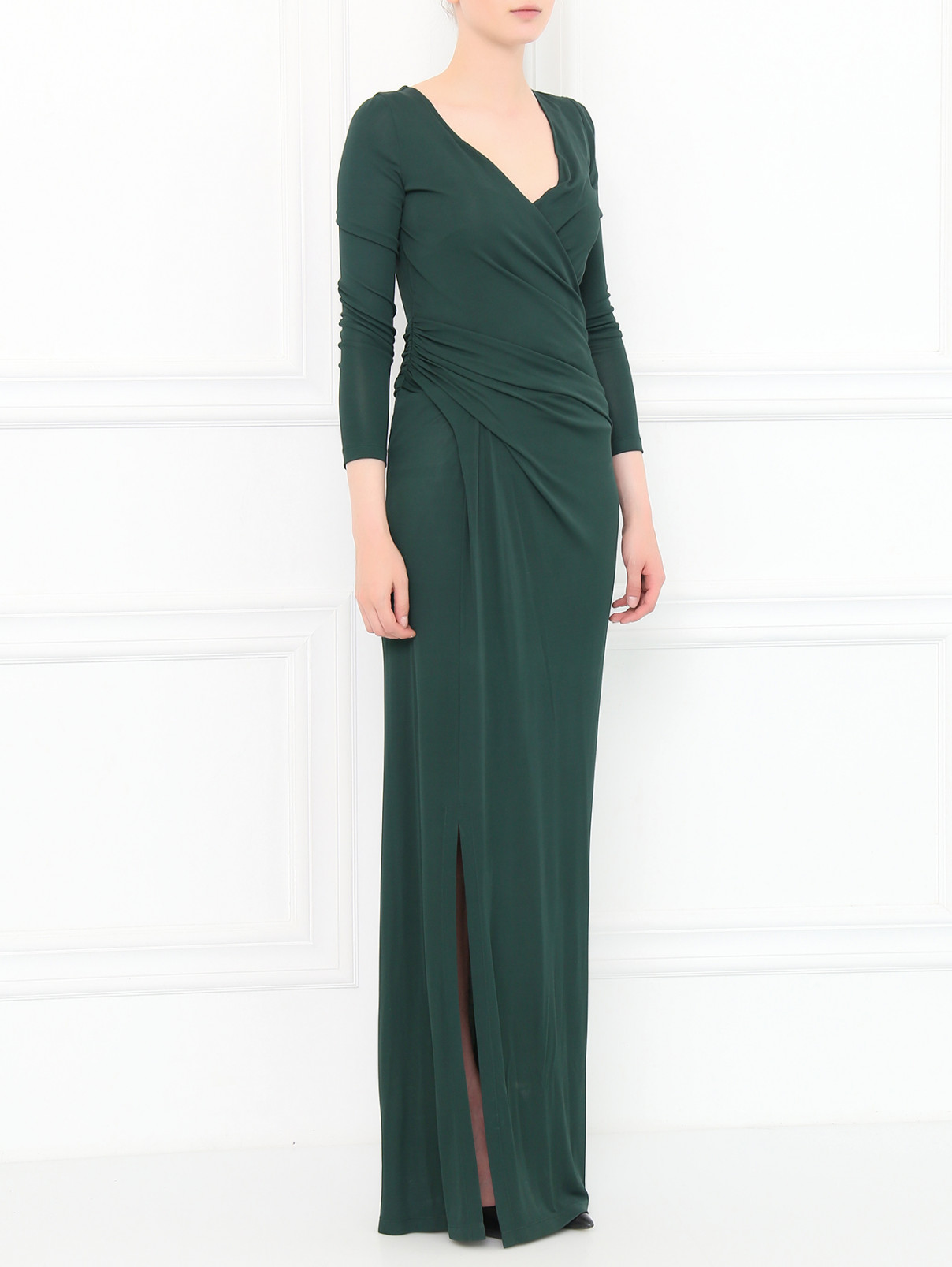 Платье-макси с драпировкой Alberta Ferretti  –  Модель Общий вид  – Цвет:  Зеленый