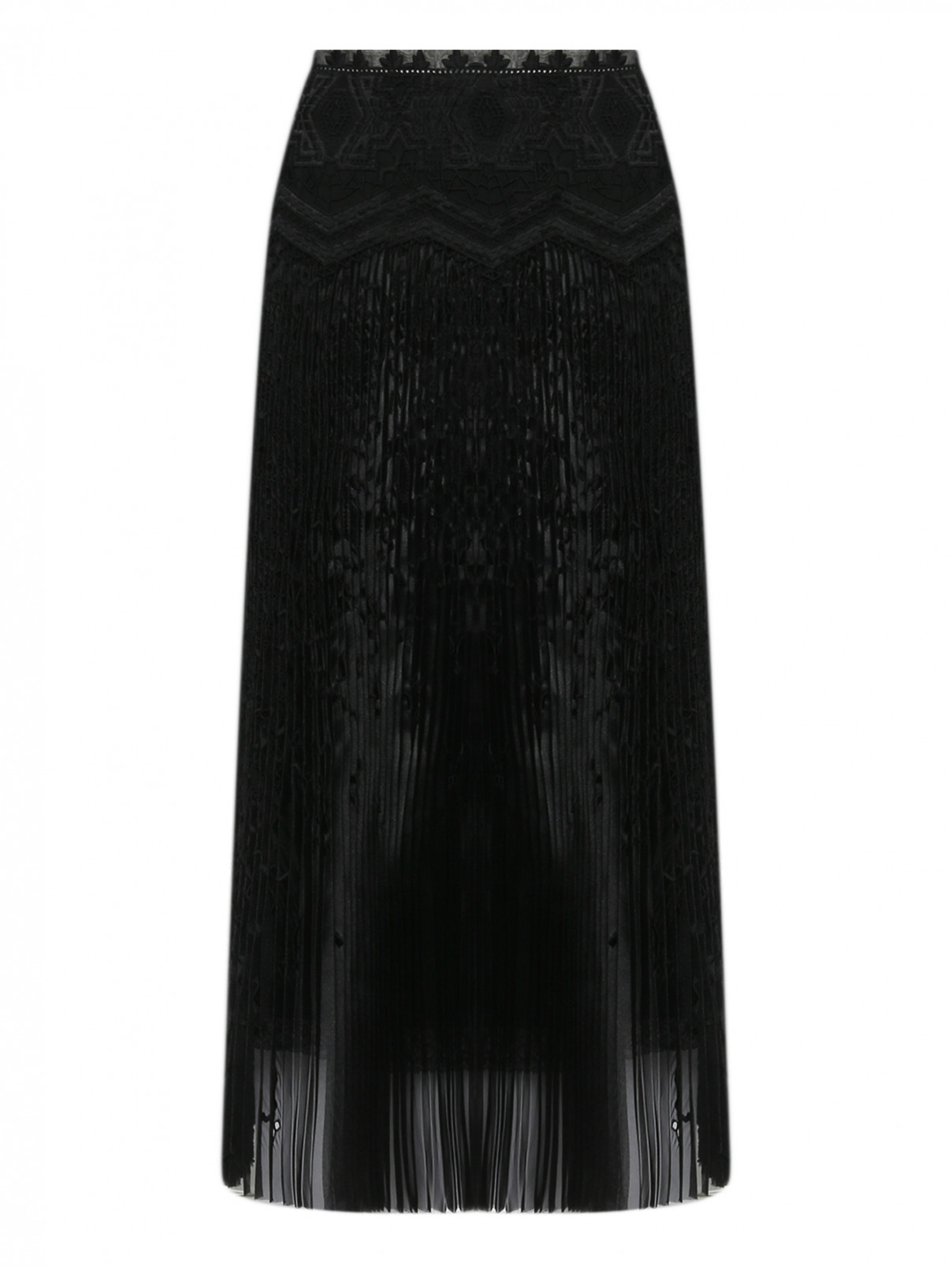 Юбка-миди с вышивкой Ermanno Scervino  –  Общий вид  – Цвет:  Черный
