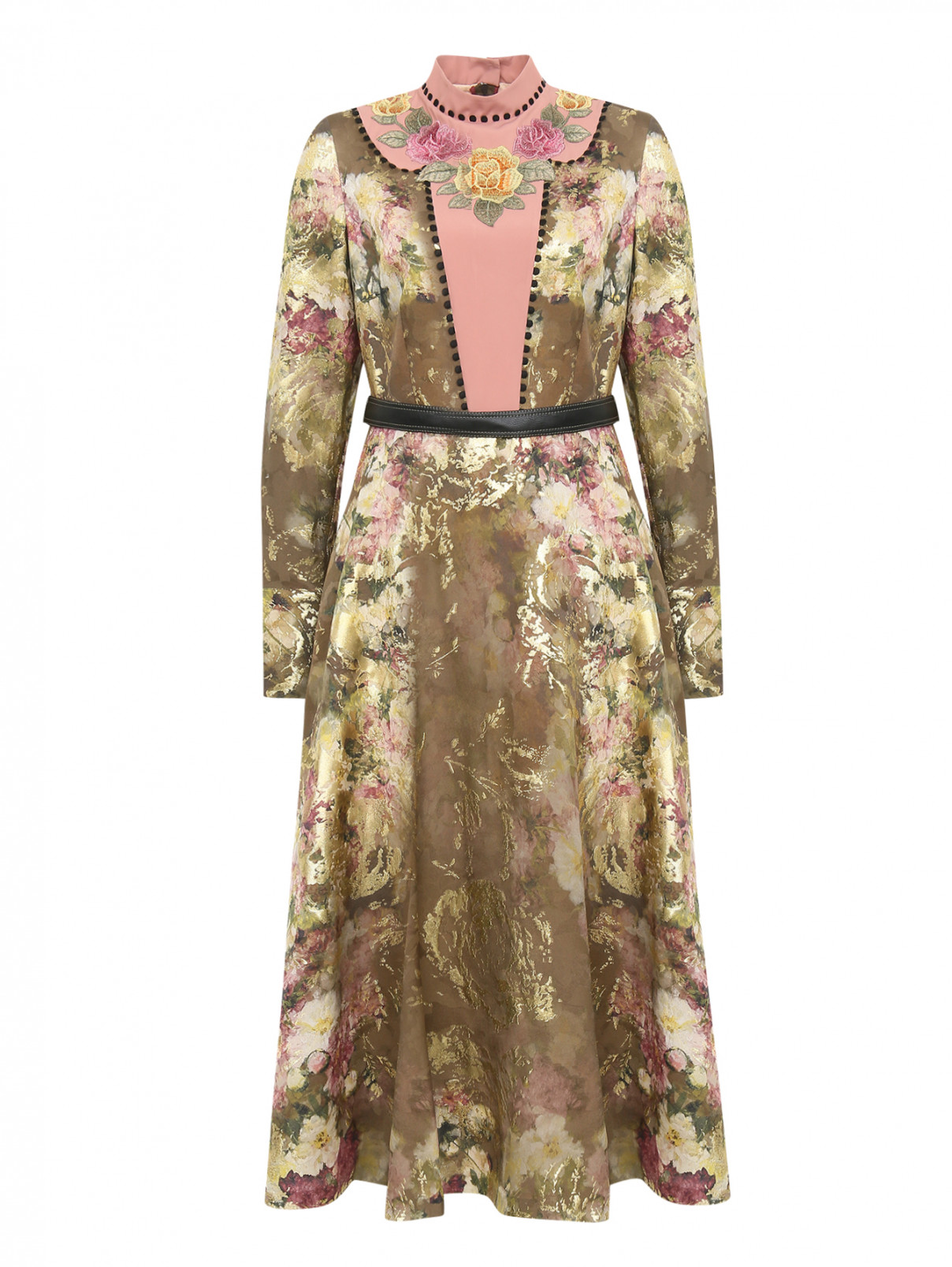 Платье-футляр из смешанного шелка с узором Antonio Marras  –  Общий вид  – Цвет:  Мультиколор