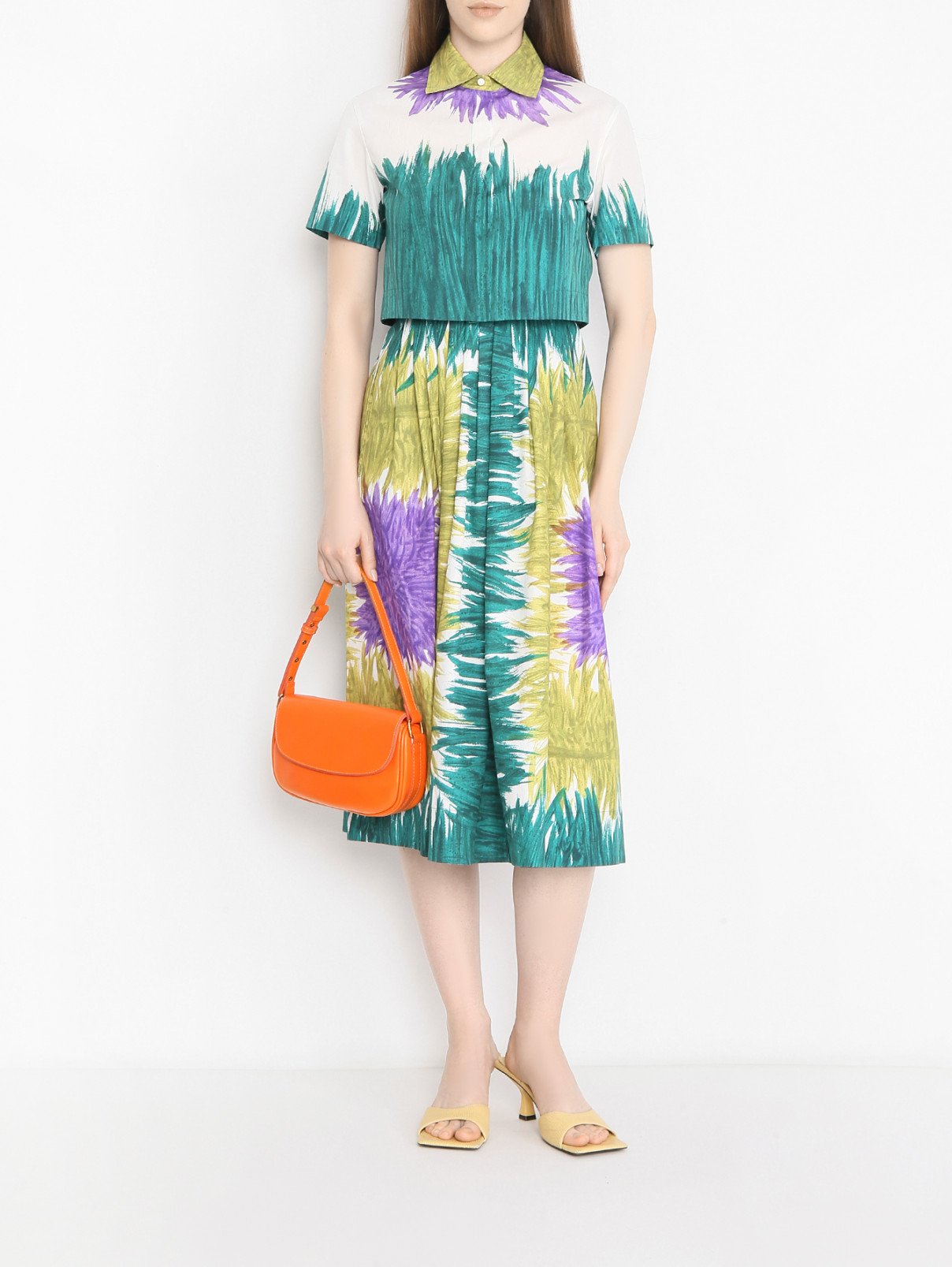 Укороченная рубашка с узором Weekend Max Mara  –  МодельОбщийВид  – Цвет:  Узор