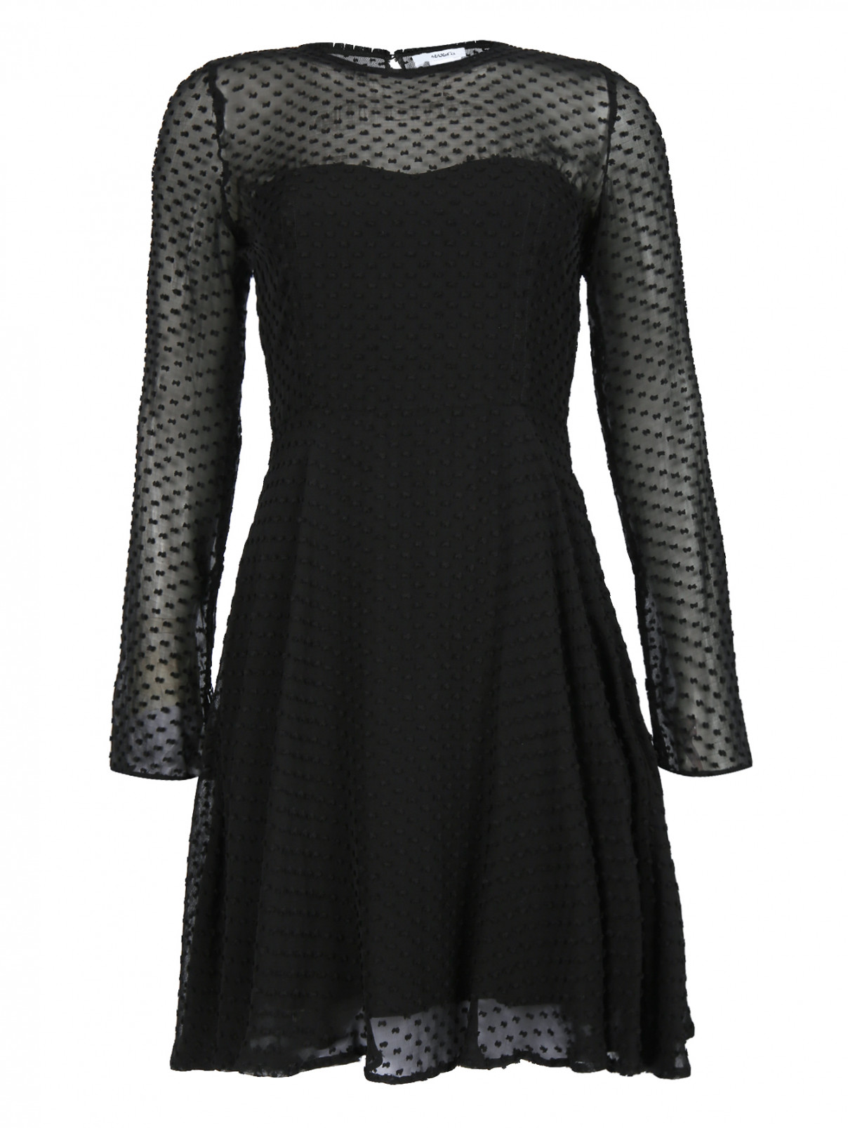 Платье из смешанного шелка расклешенного кроя Max&Co  –  Общий вид  – Цвет:  Черный