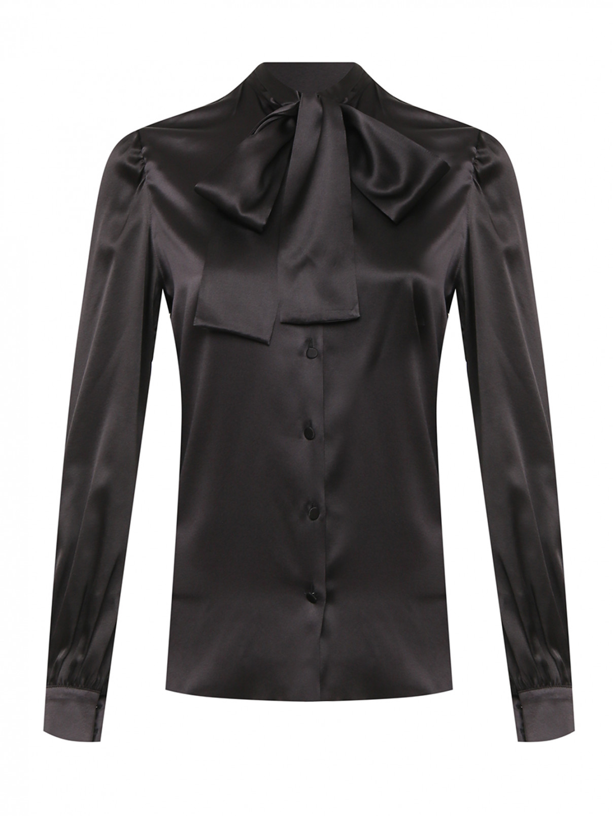 Шелковая блуза свободного кроя LARDINI  –  Общий вид  – Цвет:  Черный