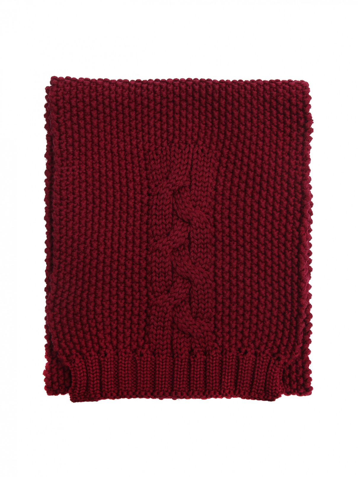 Шерстяной однотонный шарф Catya  –  Общий вид  – Цвет:  Красный