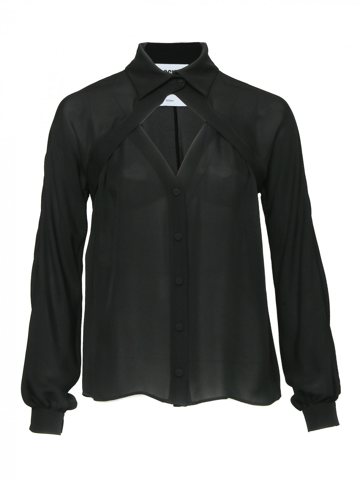 Блуза из шелка с вырезом Moschino  –  Общий вид  – Цвет:  Черный