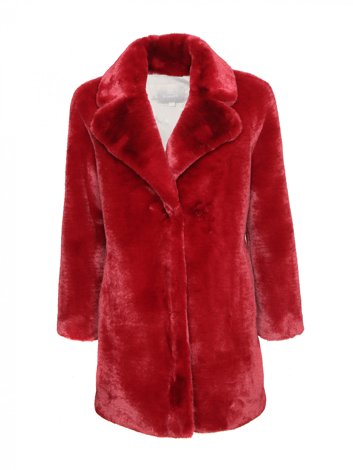 Пальто из искусственного меха Soia&Kyo  –  Общий вид  – Цвет:  Красный
